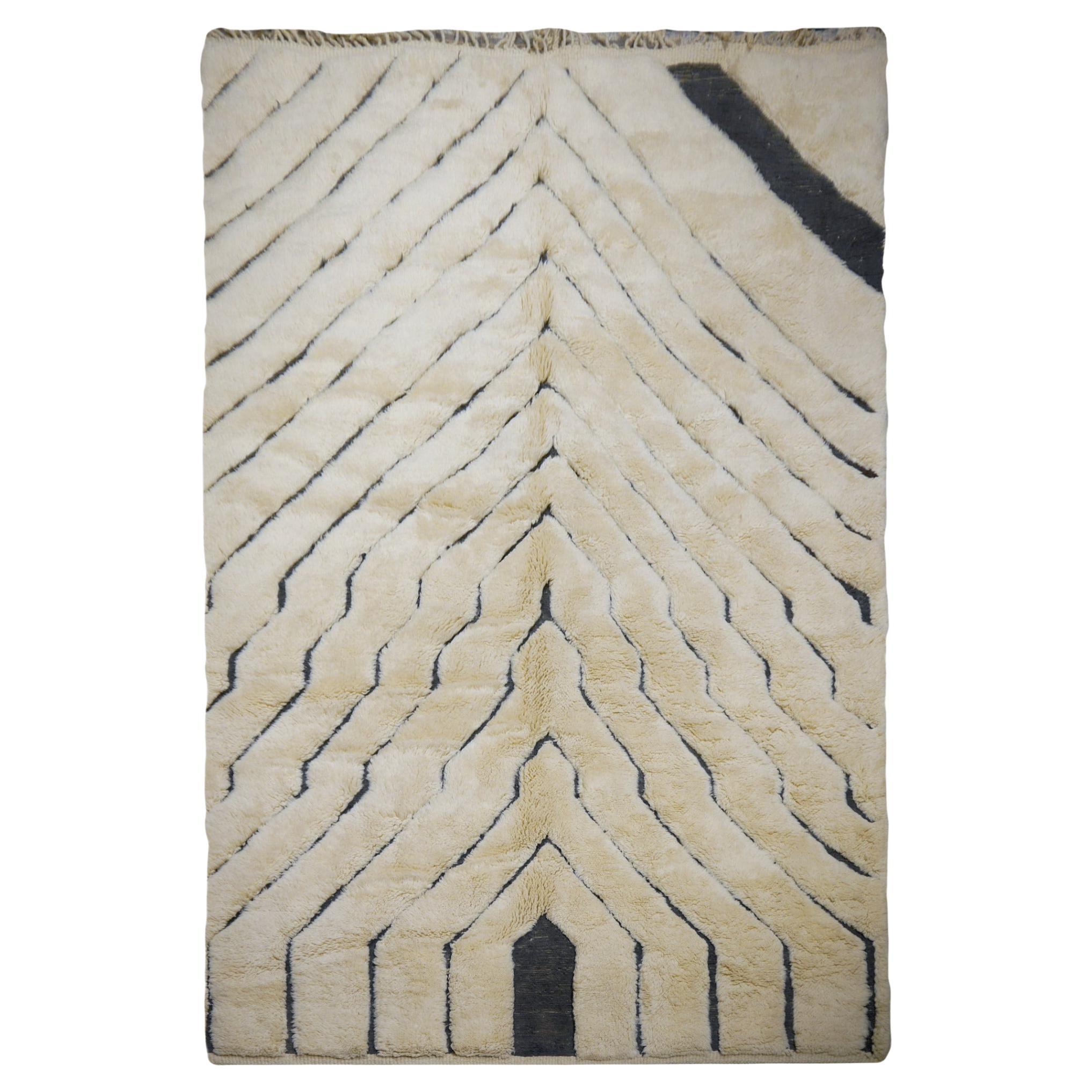 Moroccan Rug North African Tribal Beni Ourain Design Djoharian Collection Beige For Sale