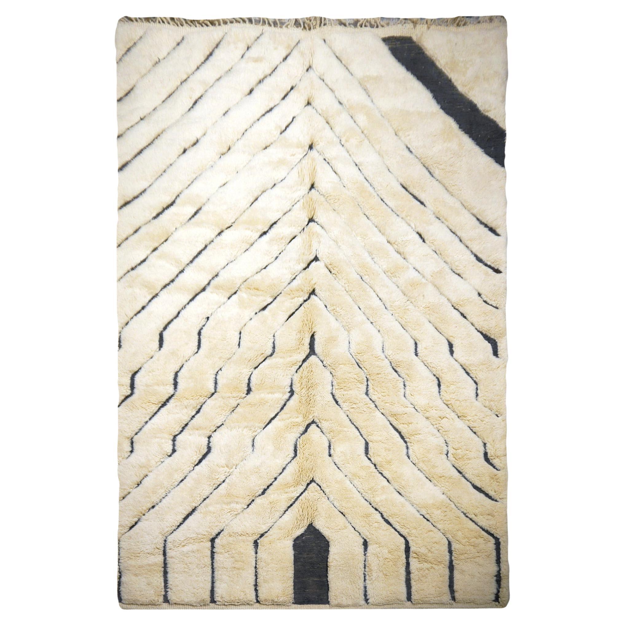 Marokkanischer Teppich Nordafrikanischer Stammes Beni Ourain Design Djoharian Kollektion Beige