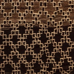 Moroccan Rug with Geometric Design in White on Charcoal Abrash Ground