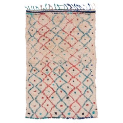 Vintage Moroccan Rug with Turkish Wool in Multicolor Primary Red Blue