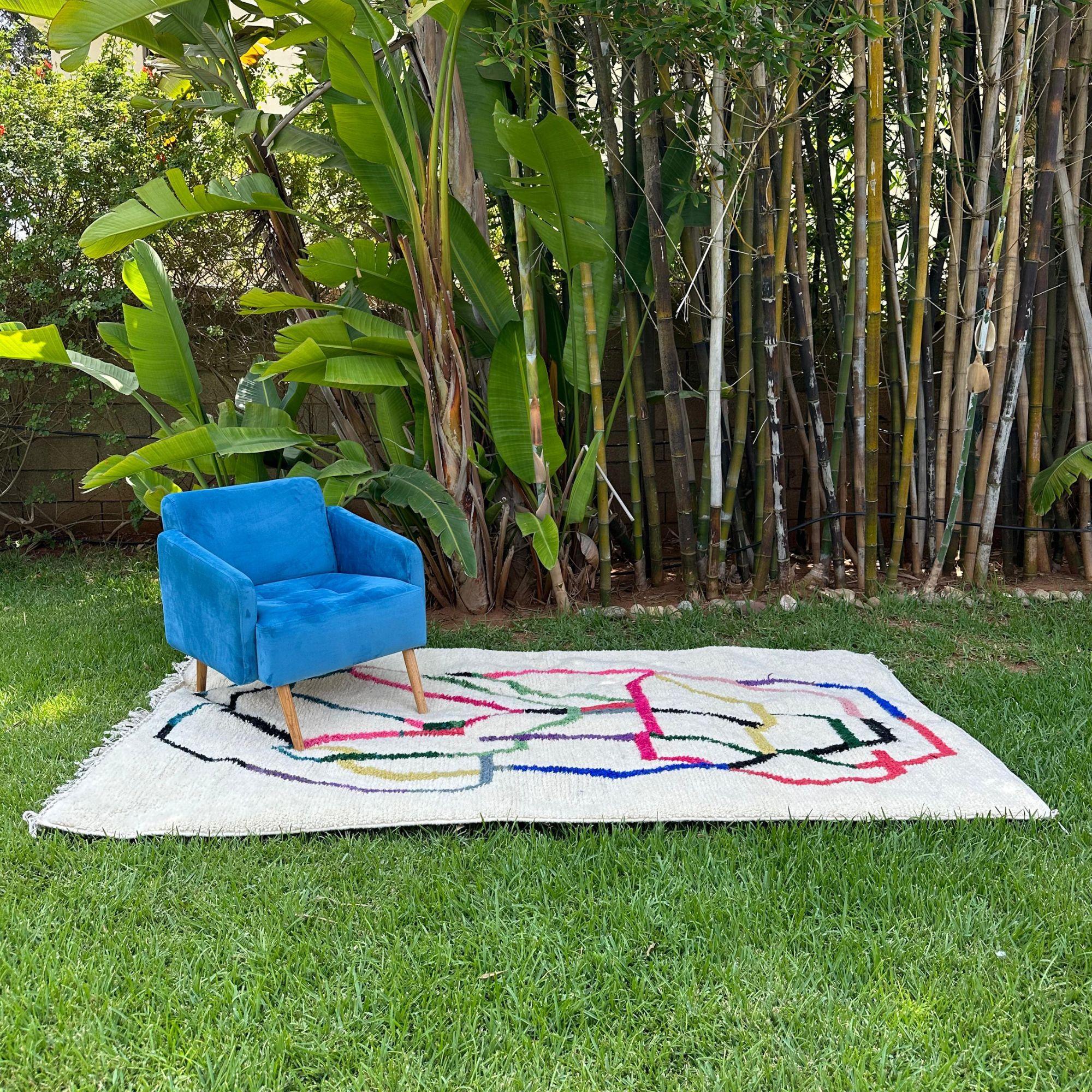 Tapis marocains -  Tapis marocain blanc 5x8  Tissé à la main Design Contemporary Neuf - En vente à Publishing City, SH
