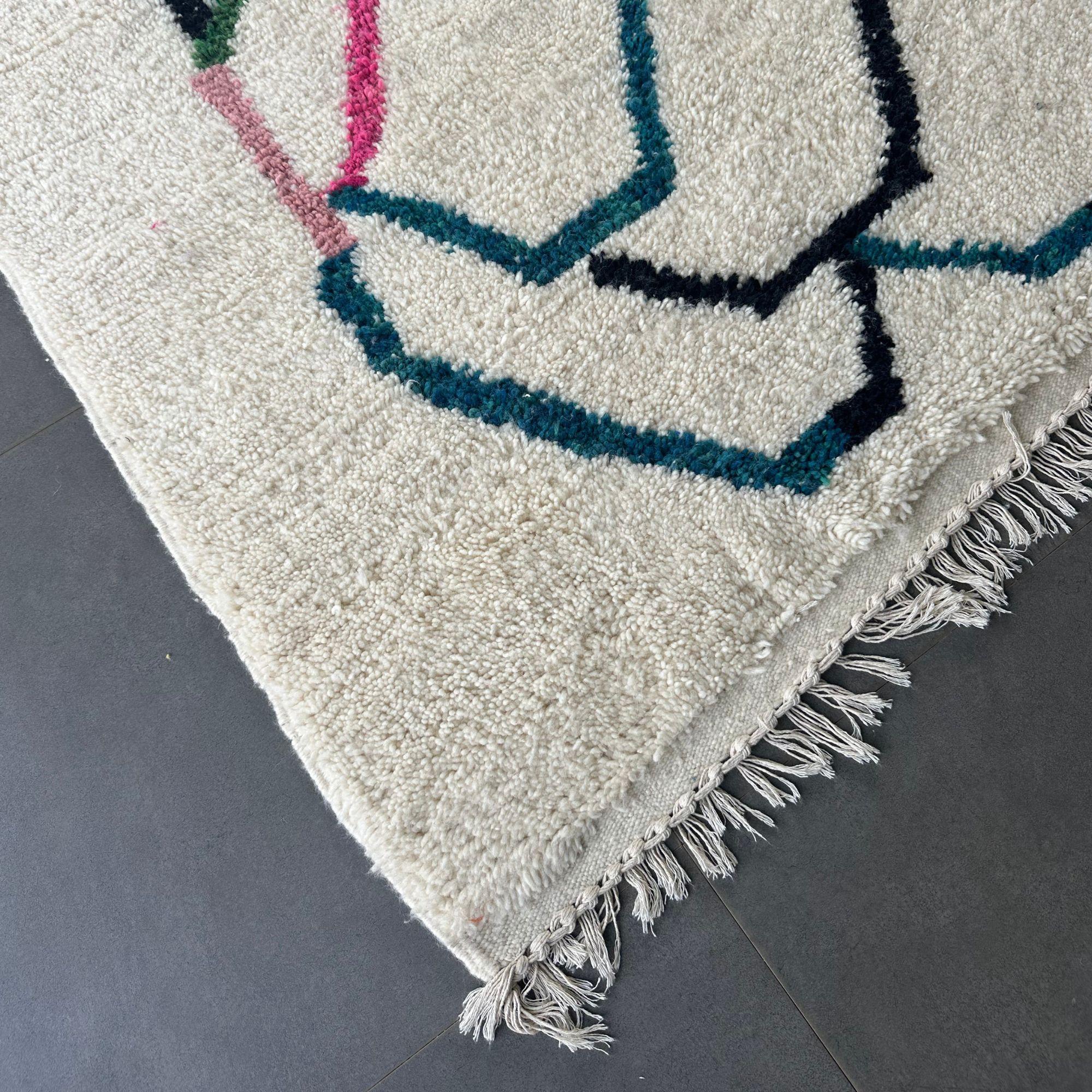 XXIe siècle et contemporain Tapis marocains -  Tapis marocain blanc 5x8  Tissé à la main Design Contemporary en vente