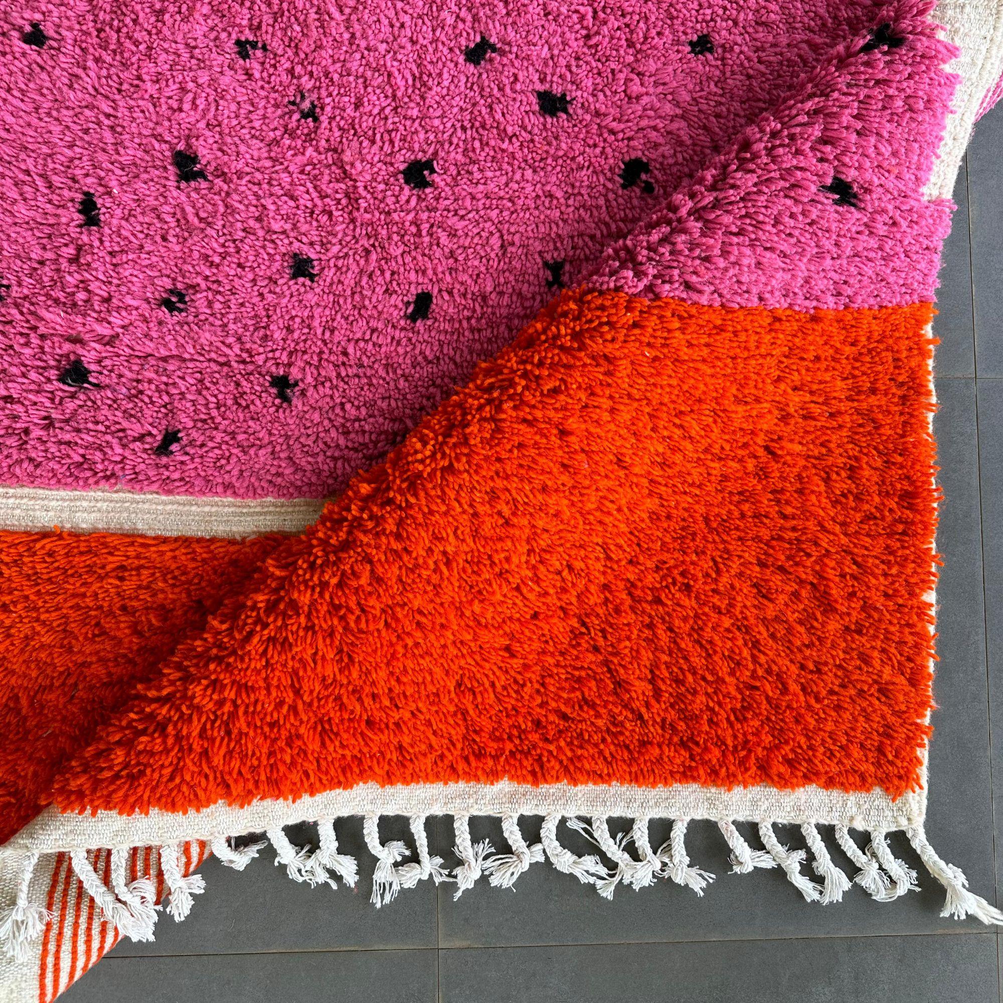 Alfombras Marroquíes - Alfombra Marroquí Melon Mirage Rosa 5x8ft, Tejida a Mano Diseño Texturado Siglo XXI y contemporáneo en venta