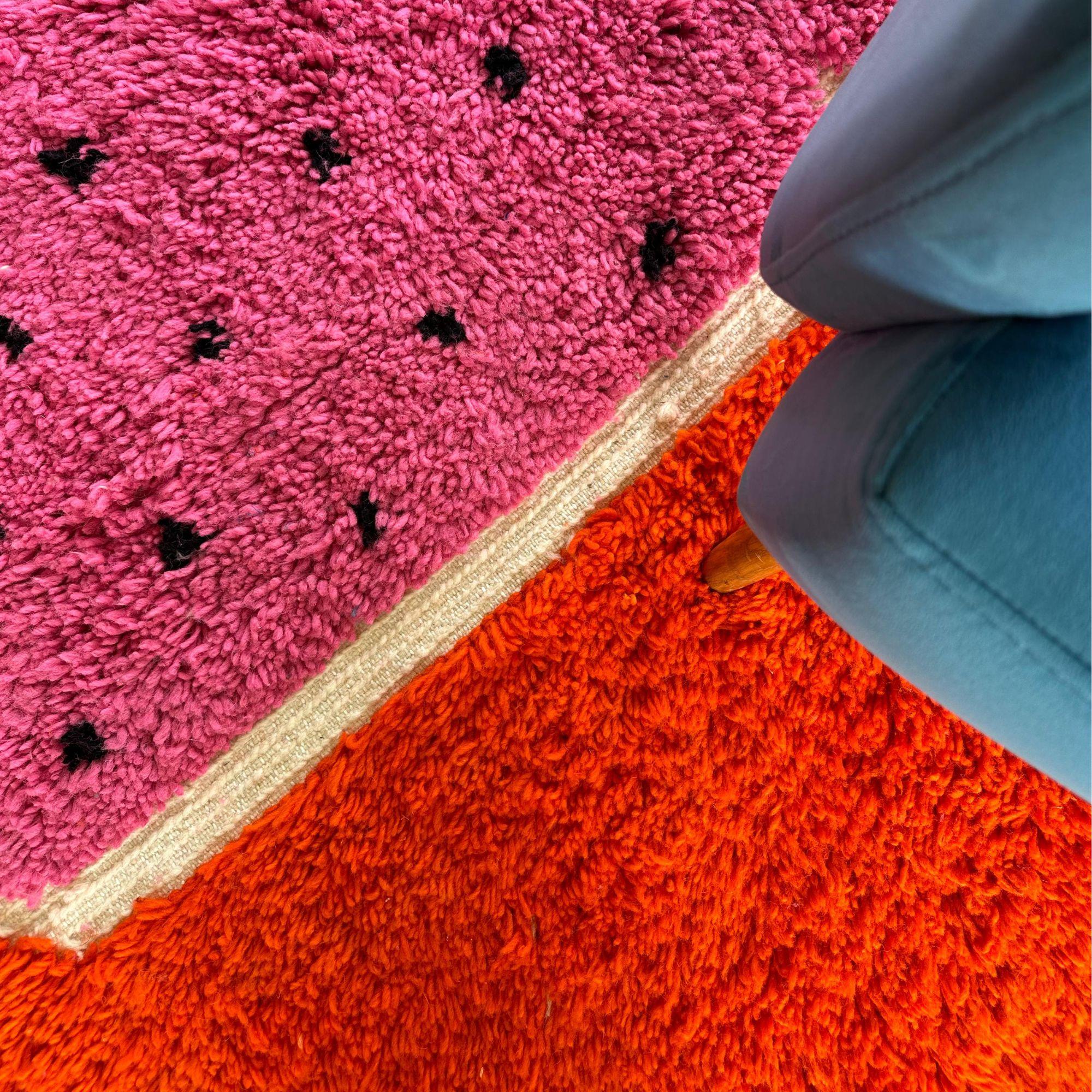 Alfombras Marroquíes - Alfombra Marroquí Melon Mirage Rosa 5x8ft, Tejida a Mano Diseño Texturado Lana en venta
