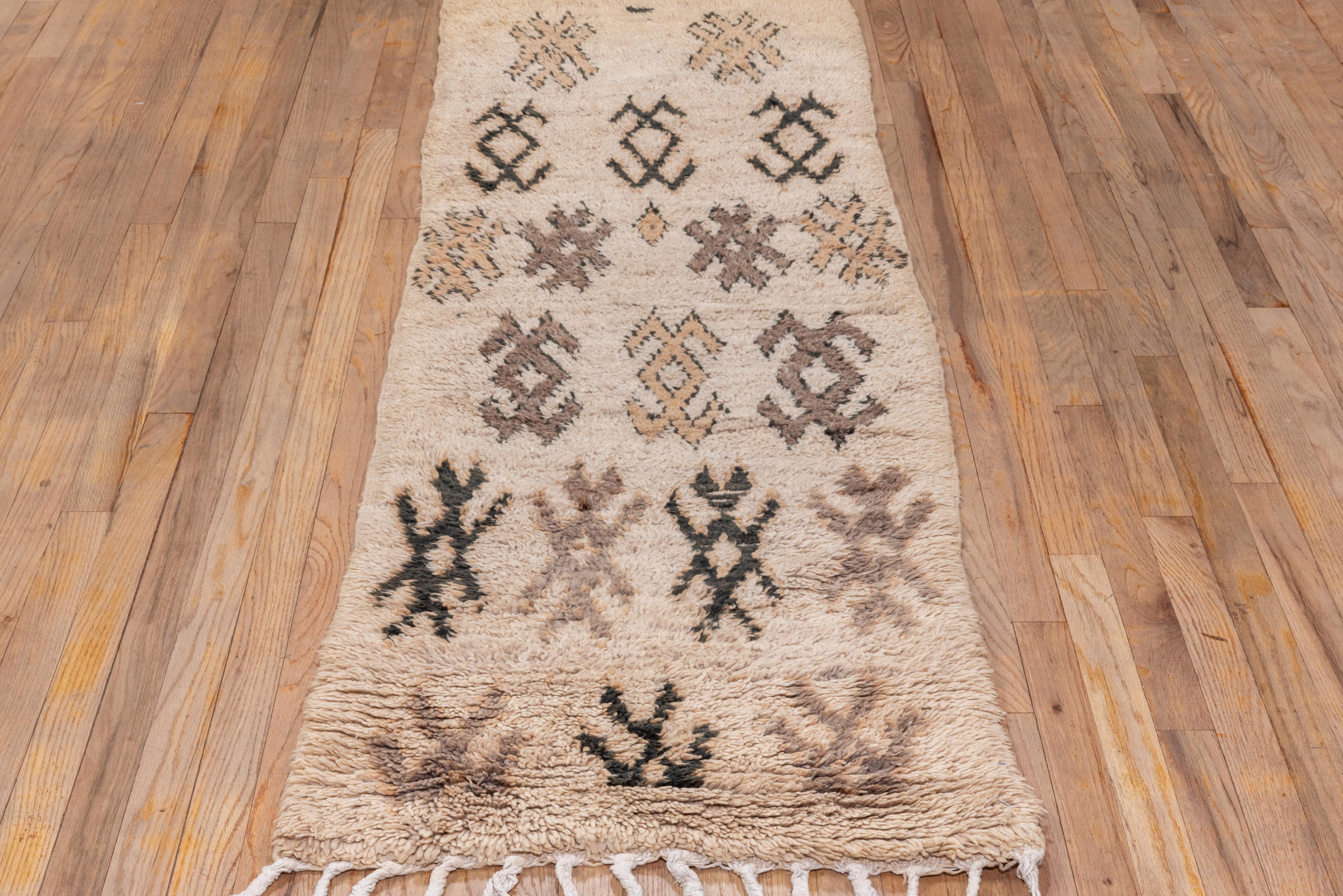 Wool Moroccan Runner Tribal Snow Print  For Sale