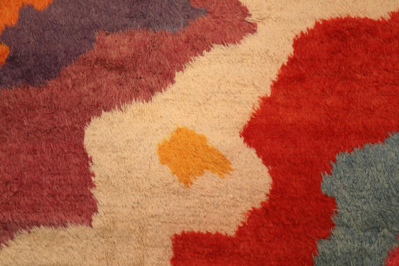 Wool Moroccan Shaggy Area Rugs - 68917 For Sale