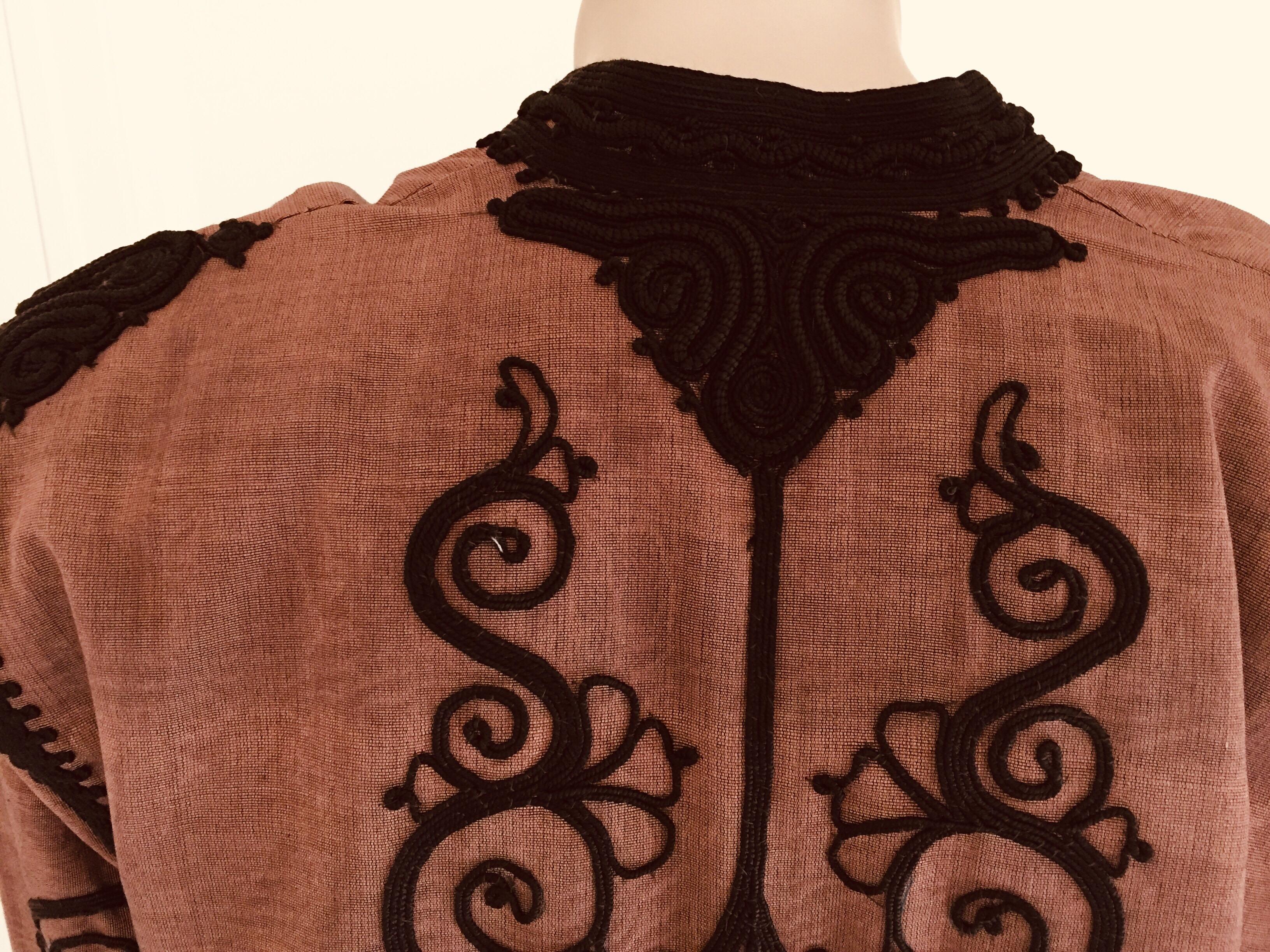 Moroccan Short Vest Brown and Black Embroideries Caftan 3