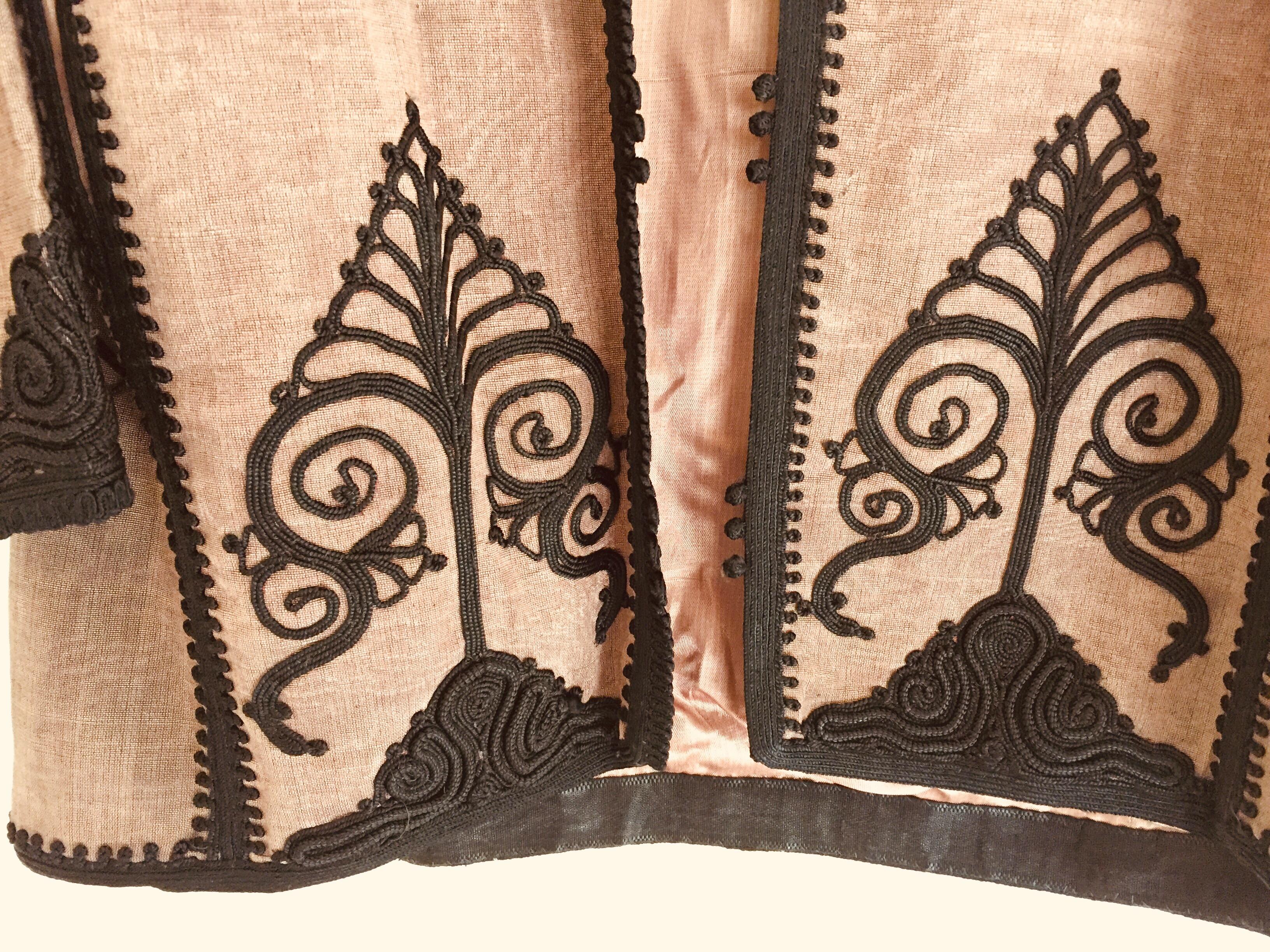 Moroccan Short Vest Brown and Black Embroideries Caftan 4