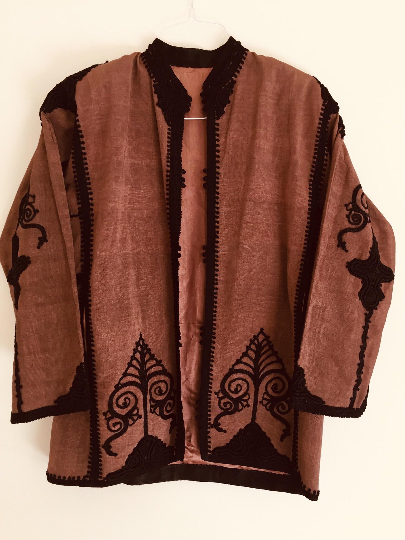 Moroccan Short Vest Brown and Black Embroideries Caftan 5