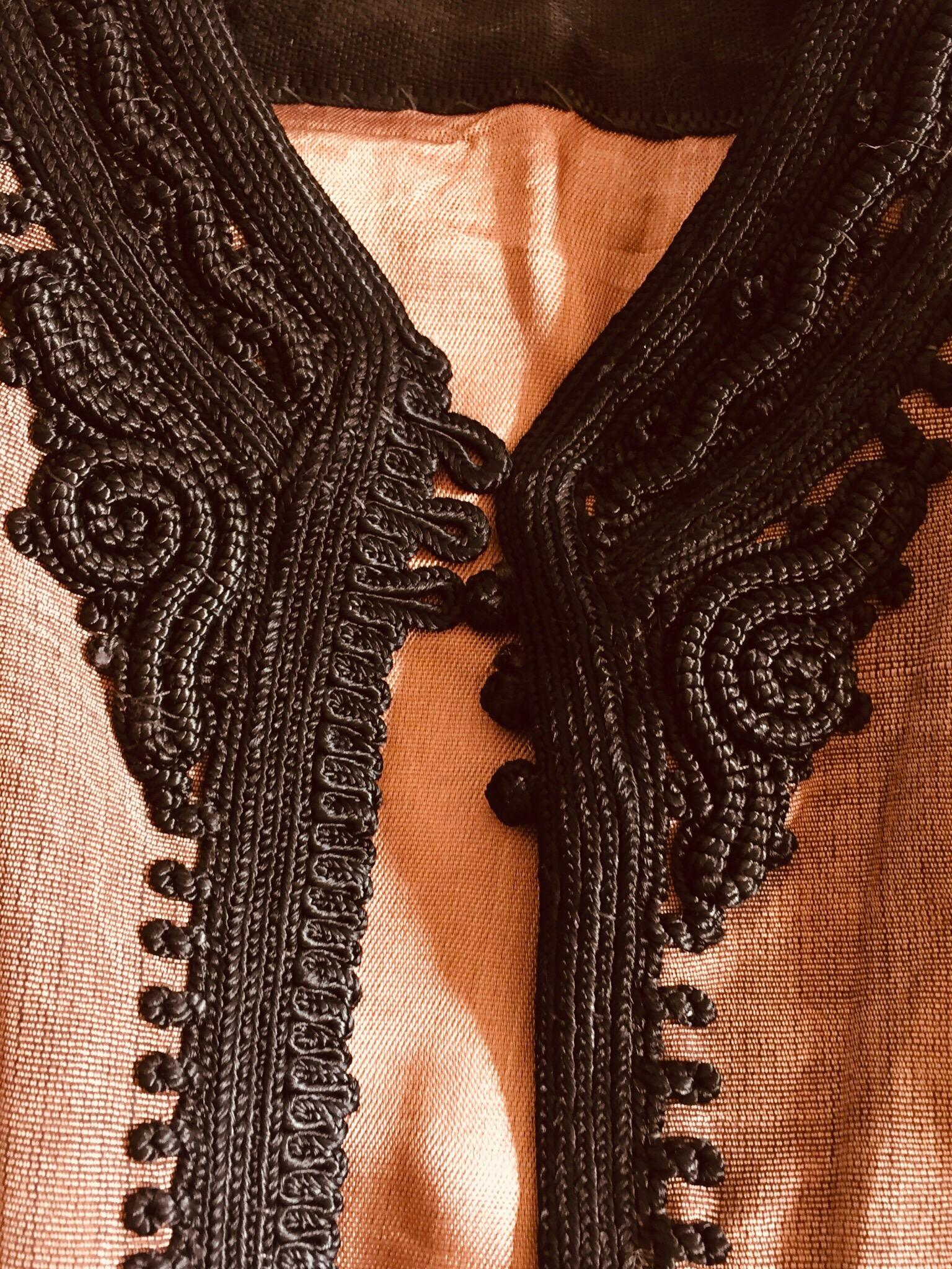 Moroccan Short Vest Brown and Black Embroideries Caftan 10