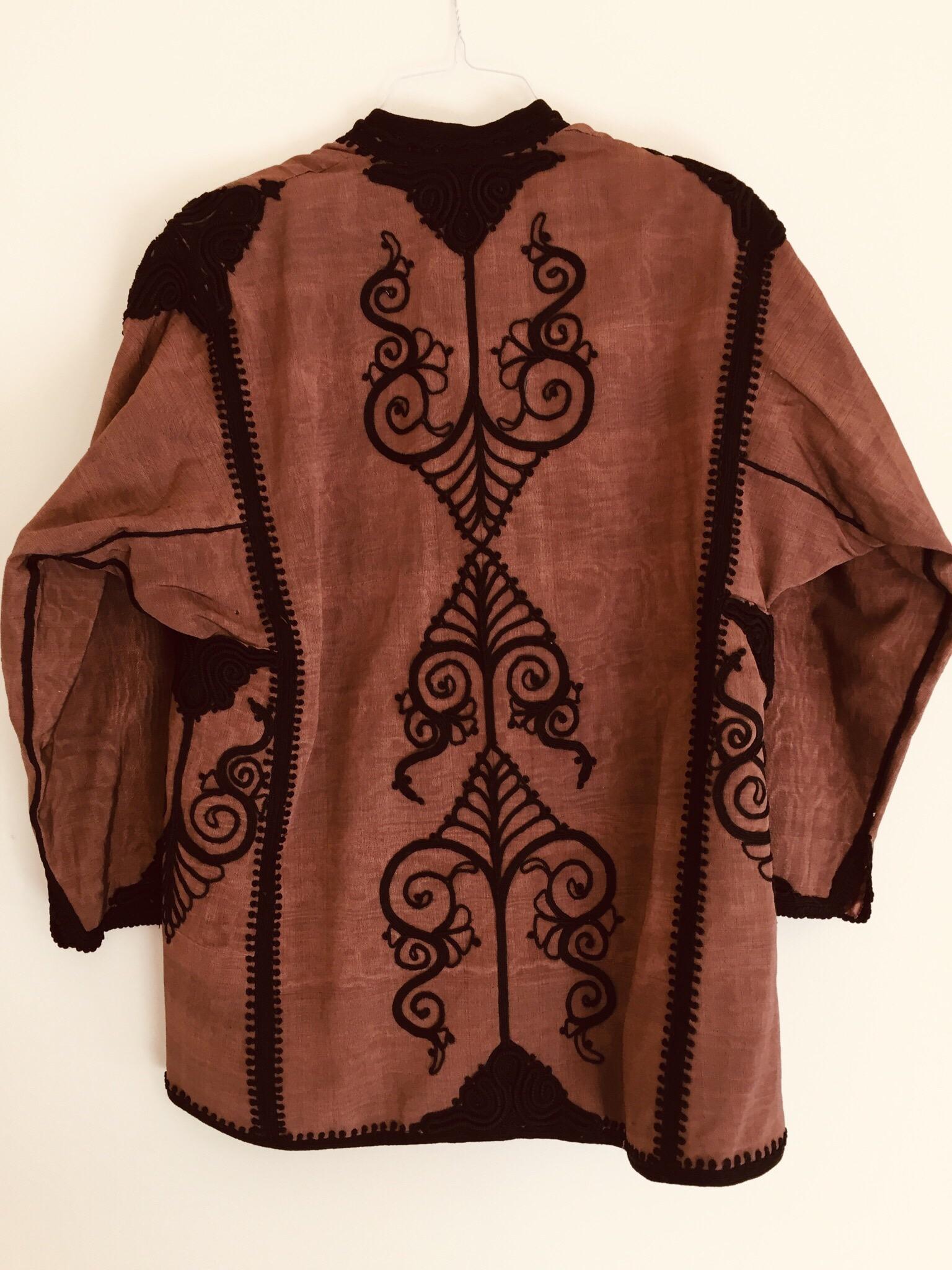Moroccan Short Vest Brown and Black Embroideries Caftan 12
