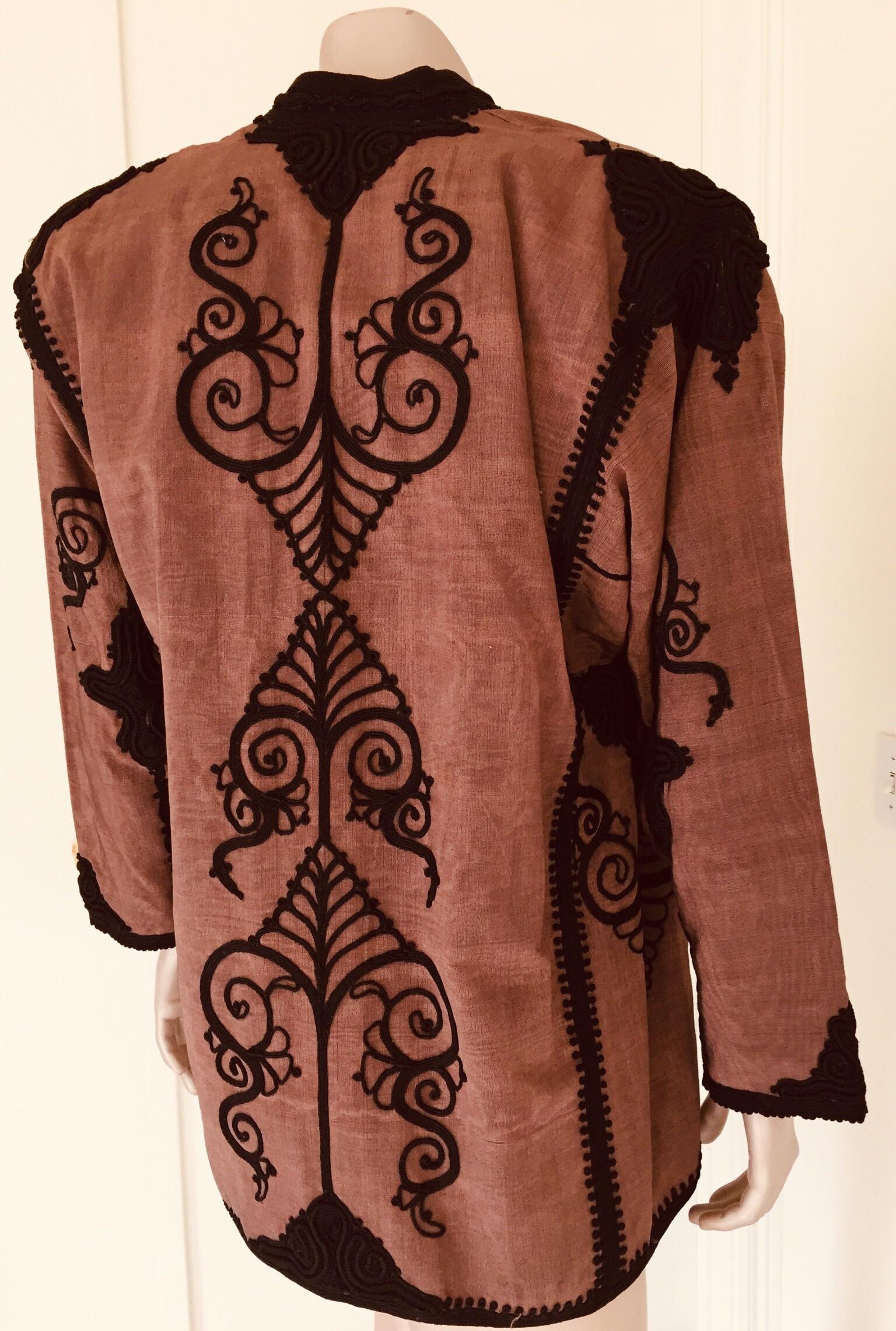 Moroccan Short Vest Brown and Black Embroideries Caftan 1