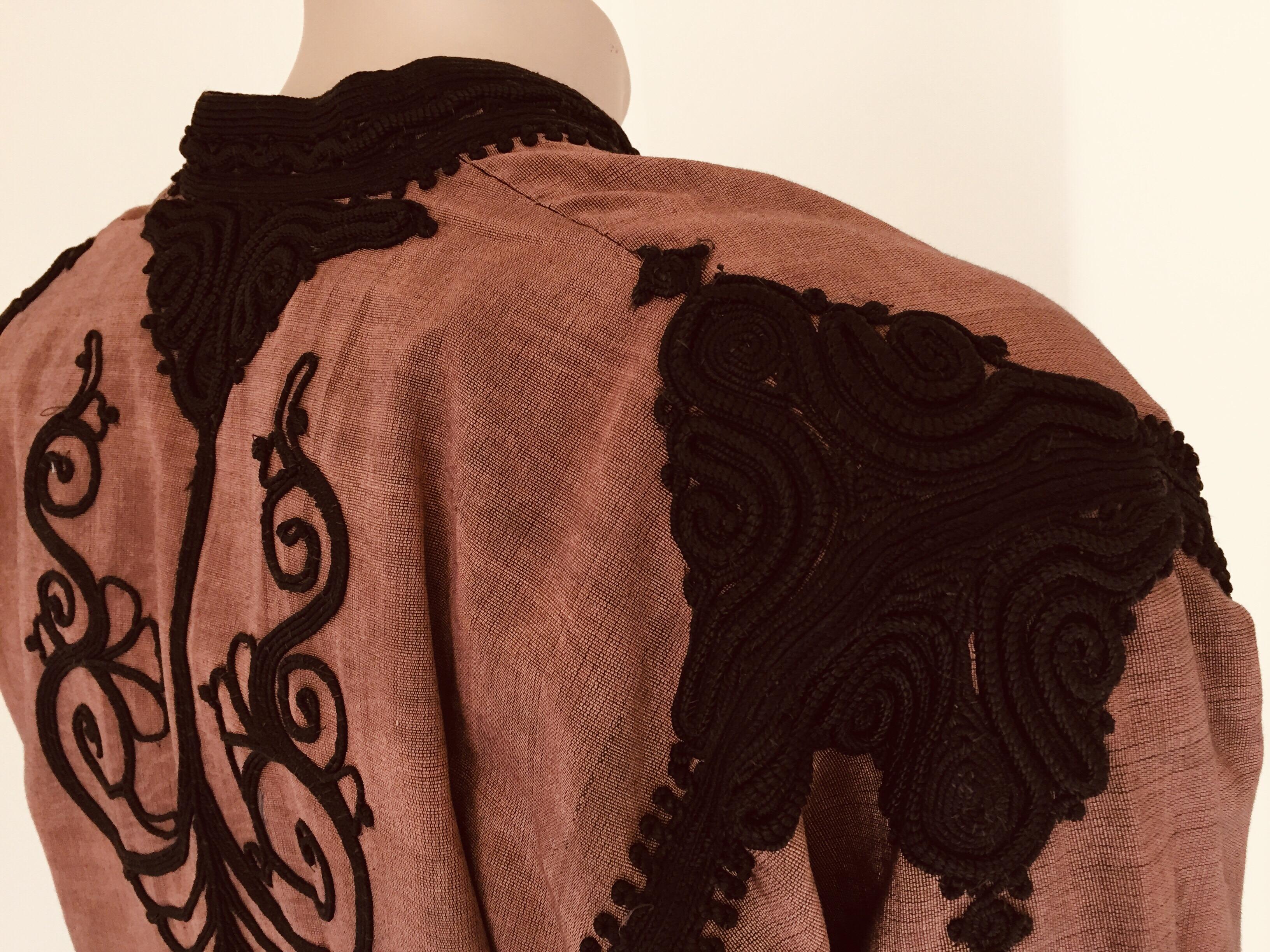Moroccan Short Vest Brown and Black Embroideries Caftan 2