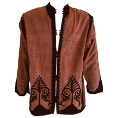 Moroccan Short Vest Brown and Black Embroideries Caftan