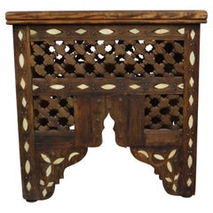 Antique Moroccan Side Table with Bone Inlays