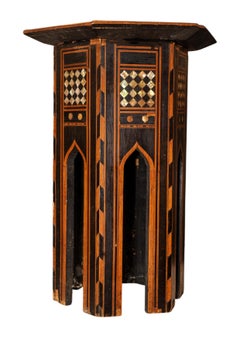Moroccan Side Table With Bone, MOP, Ebony and Fruit Wood Repetitive Inlay
