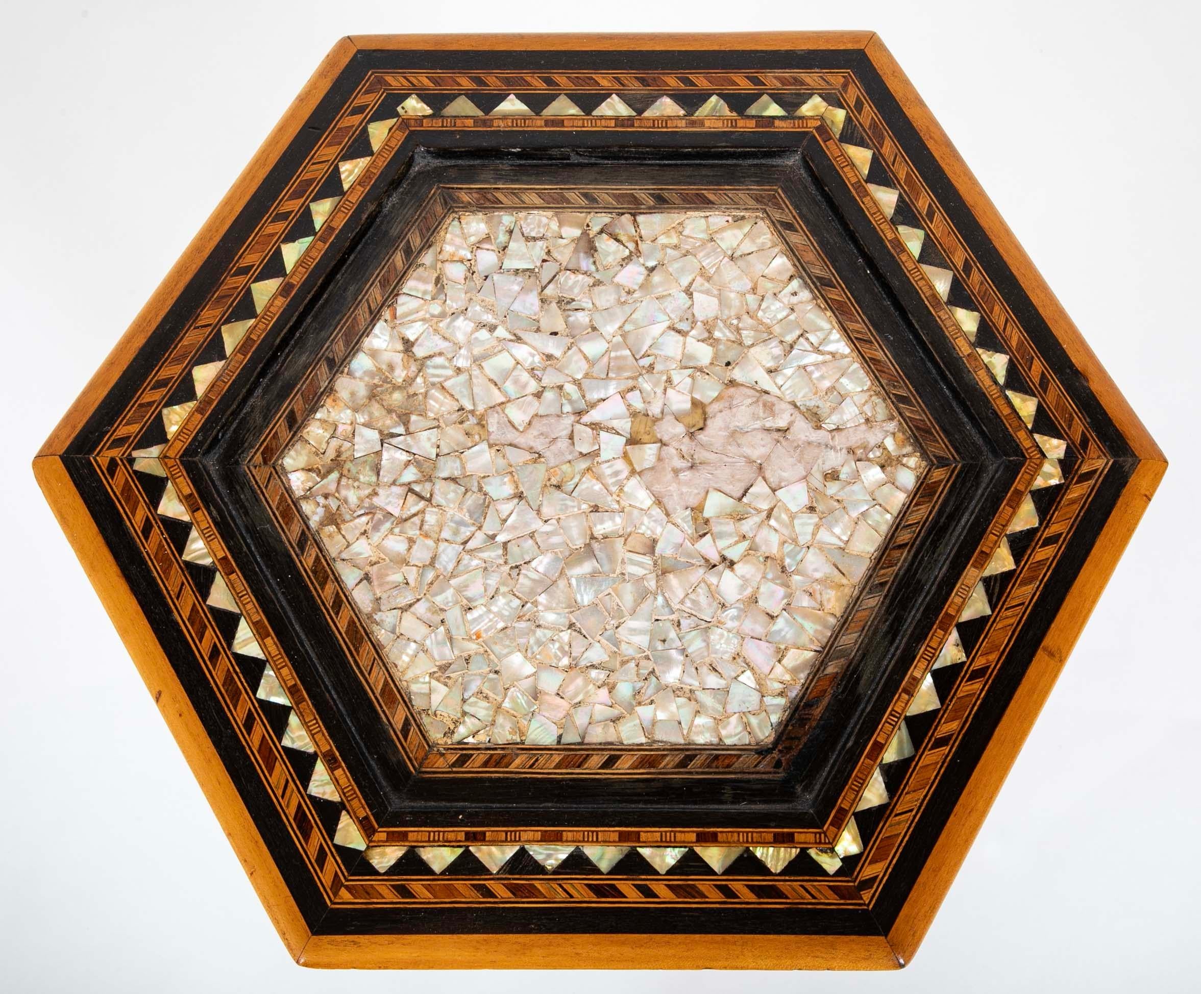 20th Century Moroccan Side Table With Mother Of Pearl, Ebony and Fruit Wood Inlay For Sale