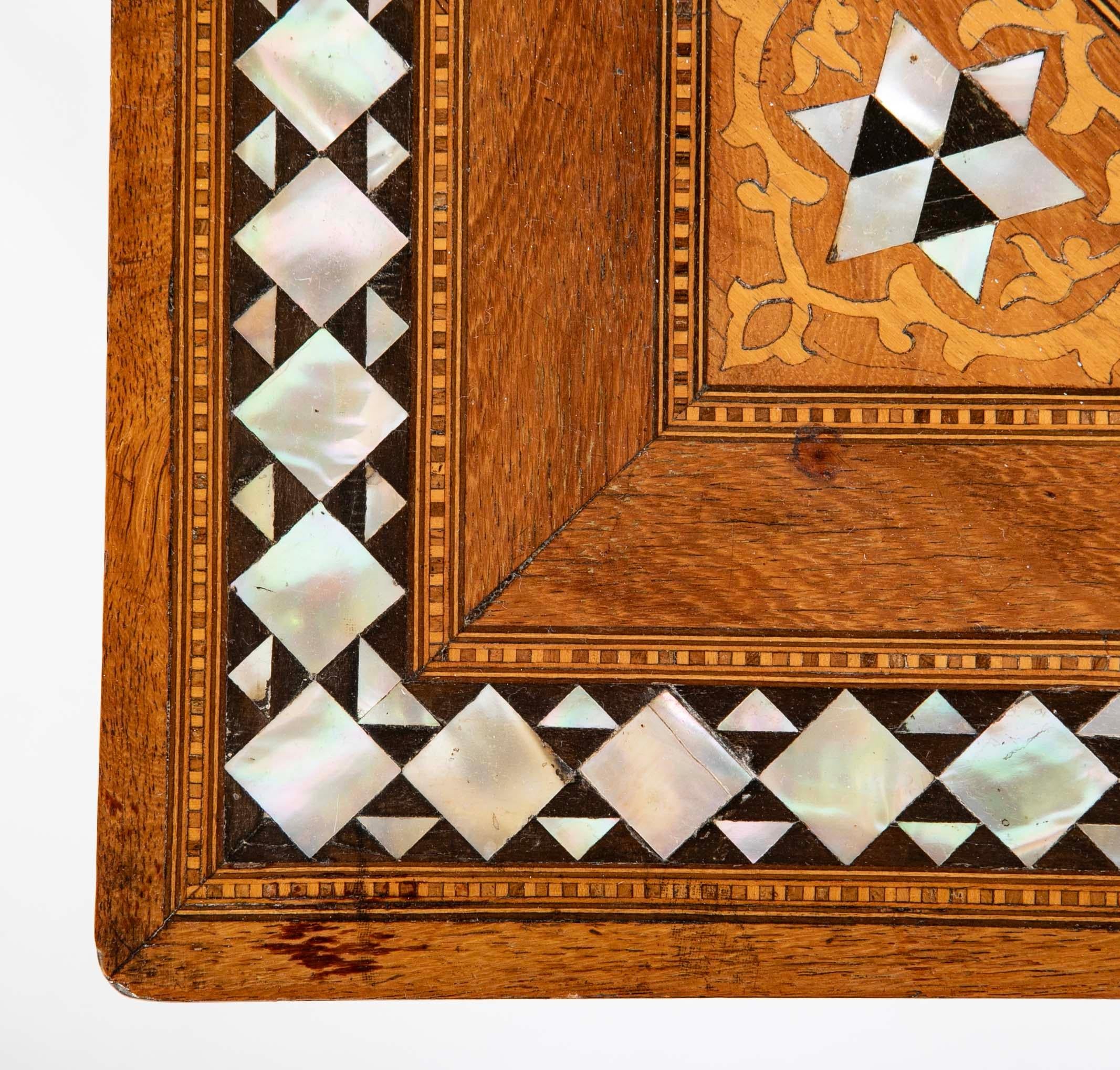 Mother-of-Pearl Moroccan Side Table With Mother Of Pearl, Ebony and Fruit Wood Inlay For Sale