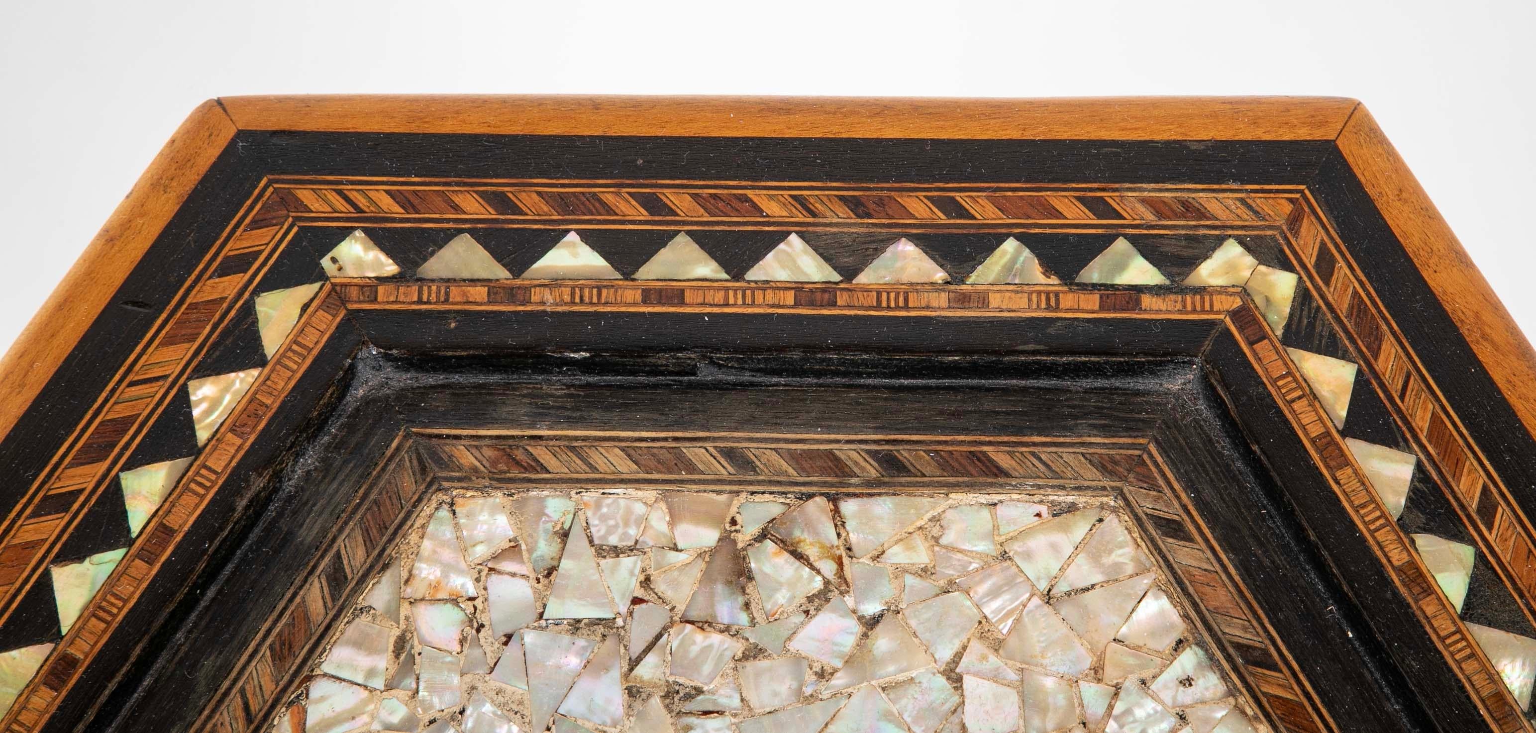 Mother-of-Pearl Moroccan Side Table With Mother Of Pearl, Ebony and Fruit Wood Inlay For Sale