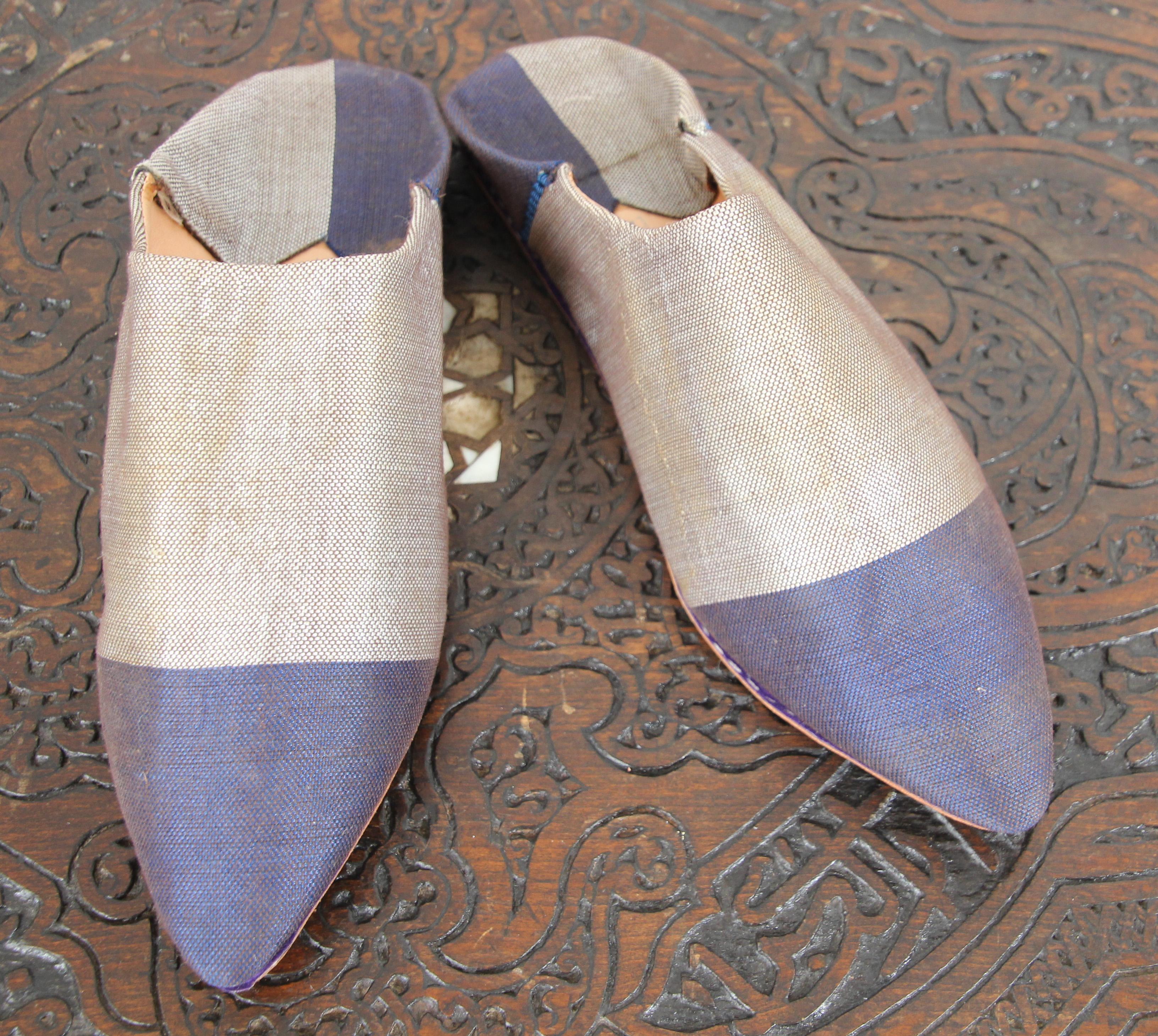 Bohemian Moroccan Silk Slippers Babouches For Sale