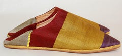 Mules plates en soie marocaine Babouches de Marrakech pointues