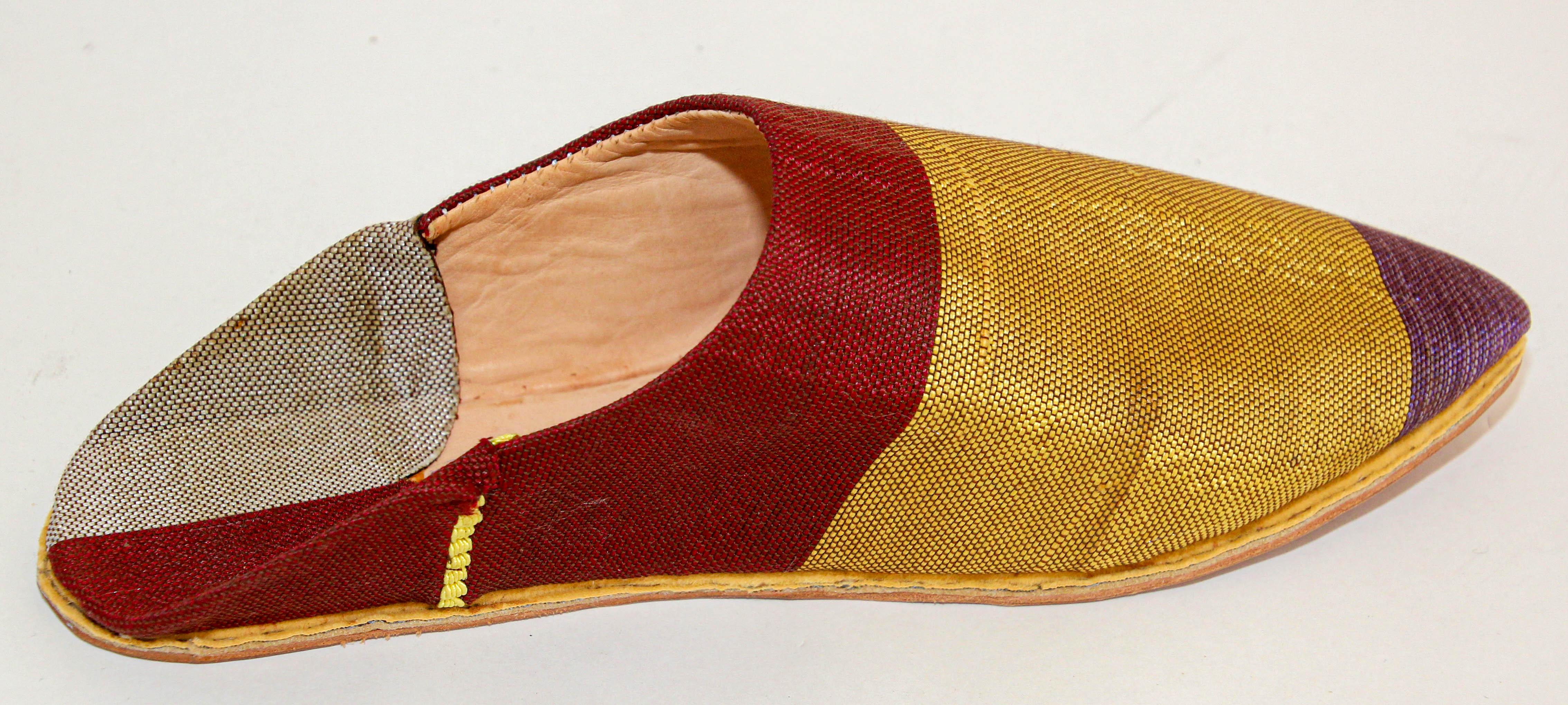 Moroccan Silk Slippers Babouches from Marrakech Pointed Flat Mules 3