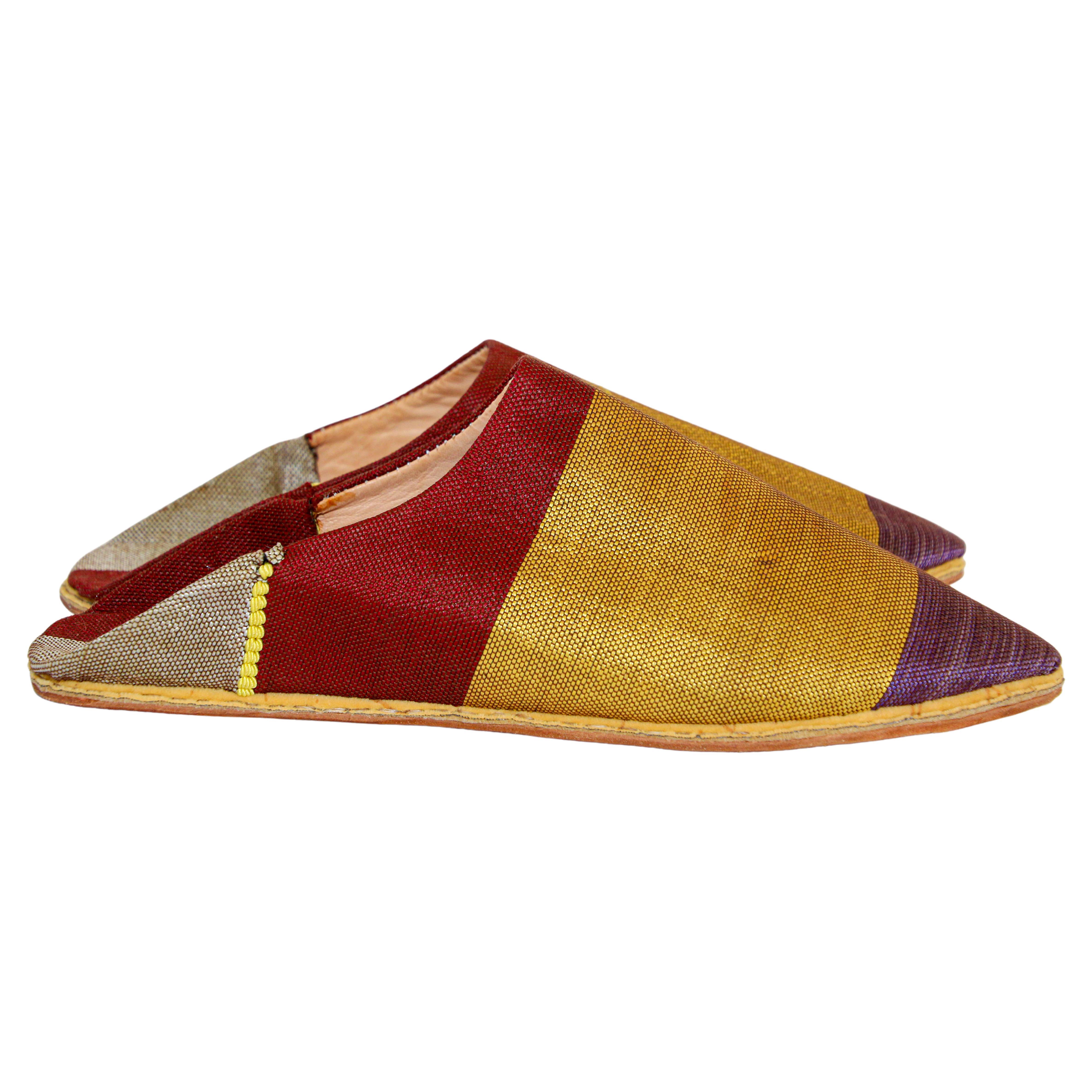 Moroccan Silk Slippers Babouches from Marrakech Pointed Flat Mules