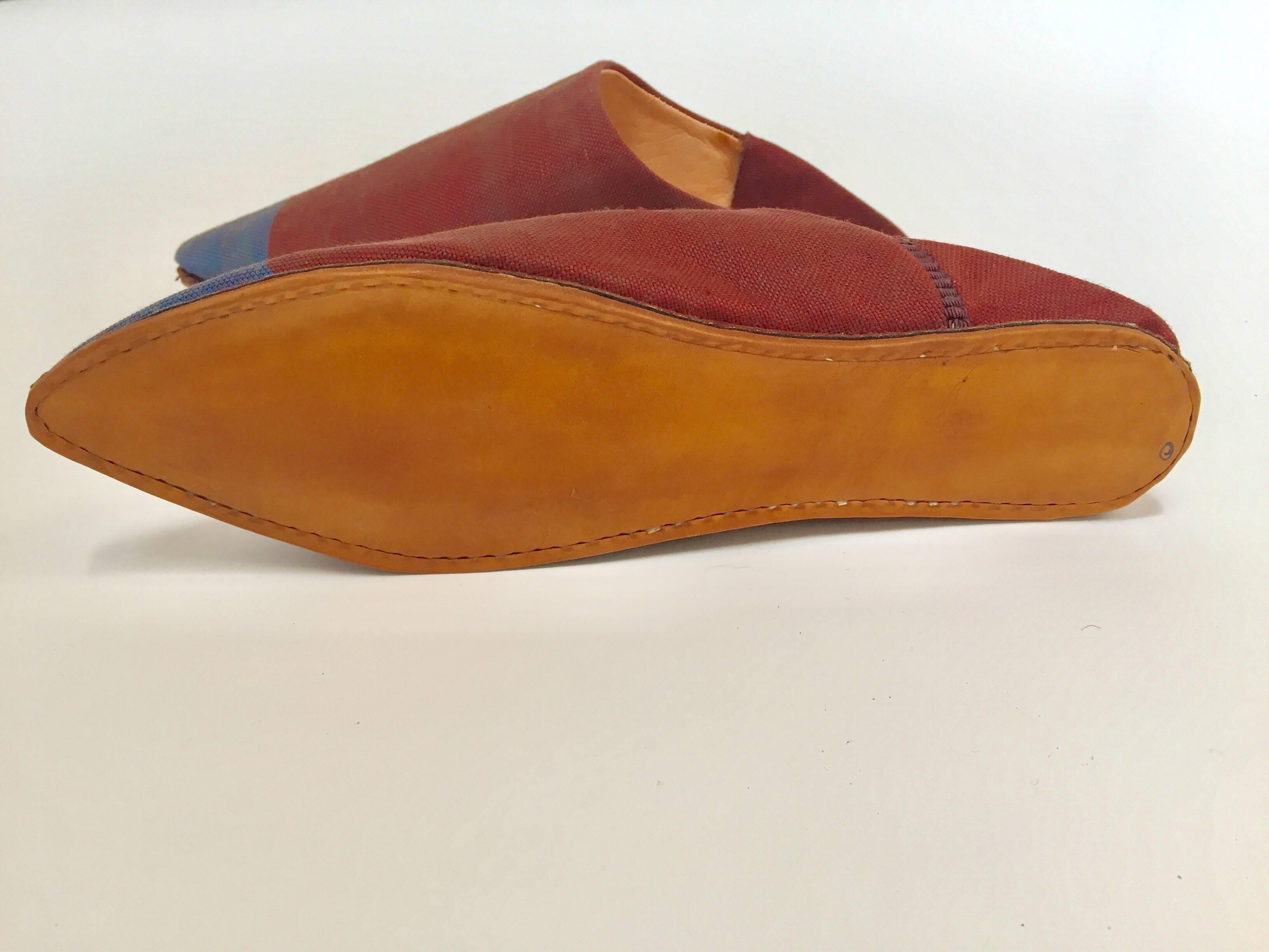 Moroccan Silk Slippers Burgundy For Sale 3