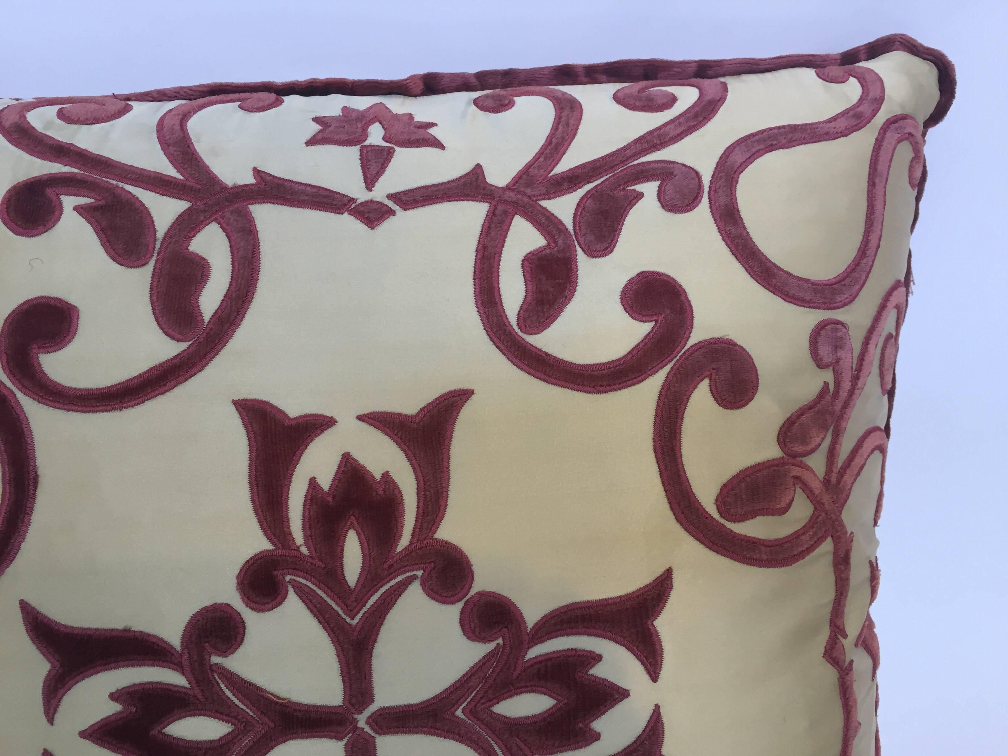 Moroccan Silk Velvet Applique Throw Decorative Pillow with Tassels Moroccan 3