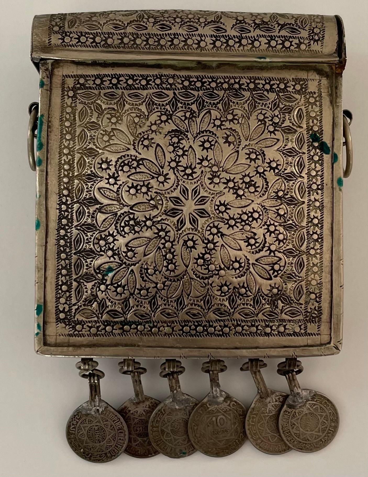 Hammered Moroccan Silver Metal Coin Purse