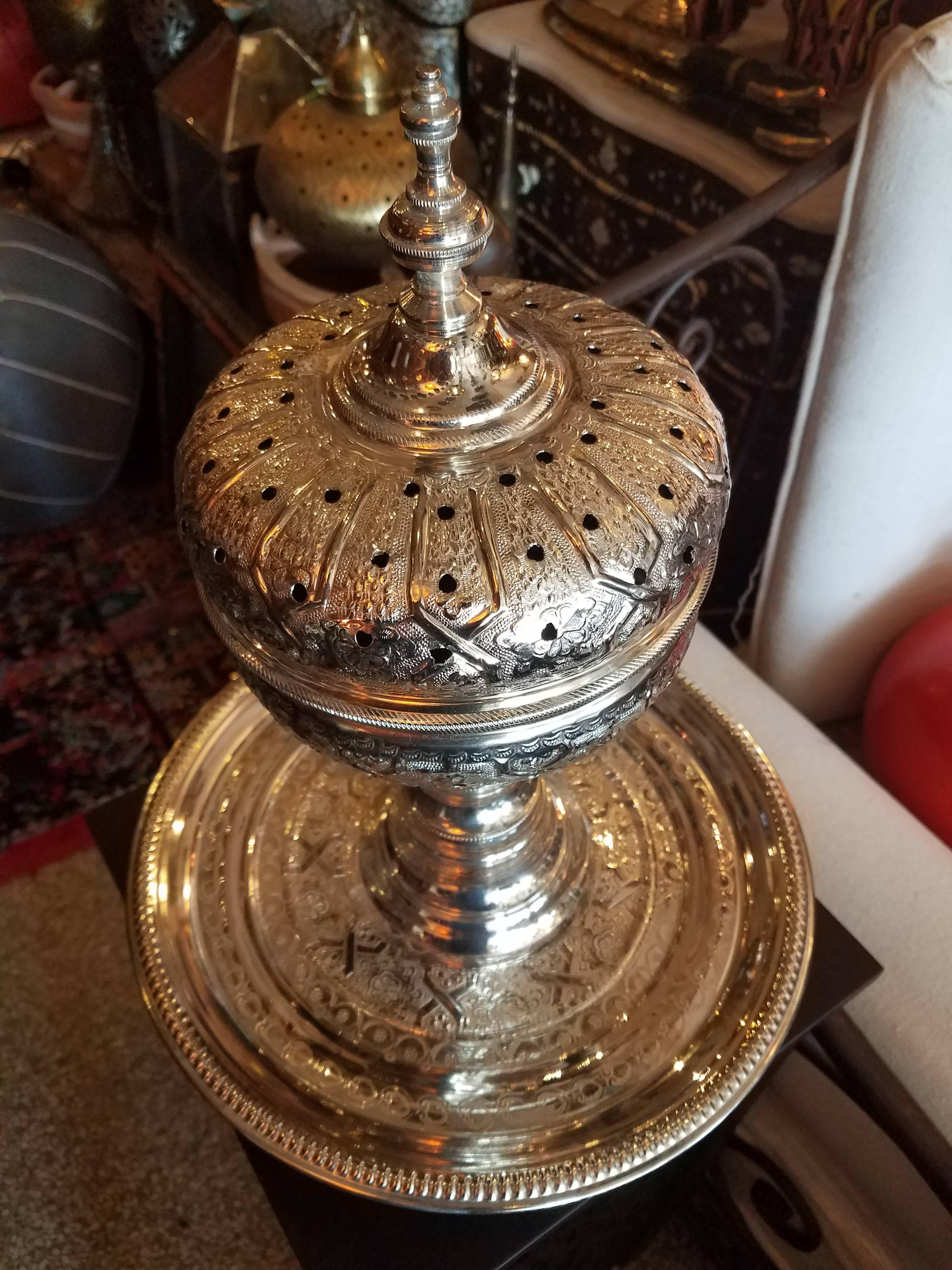 Contemporary Moroccan Silver Plated Incence Burner, Casablanca For Sale