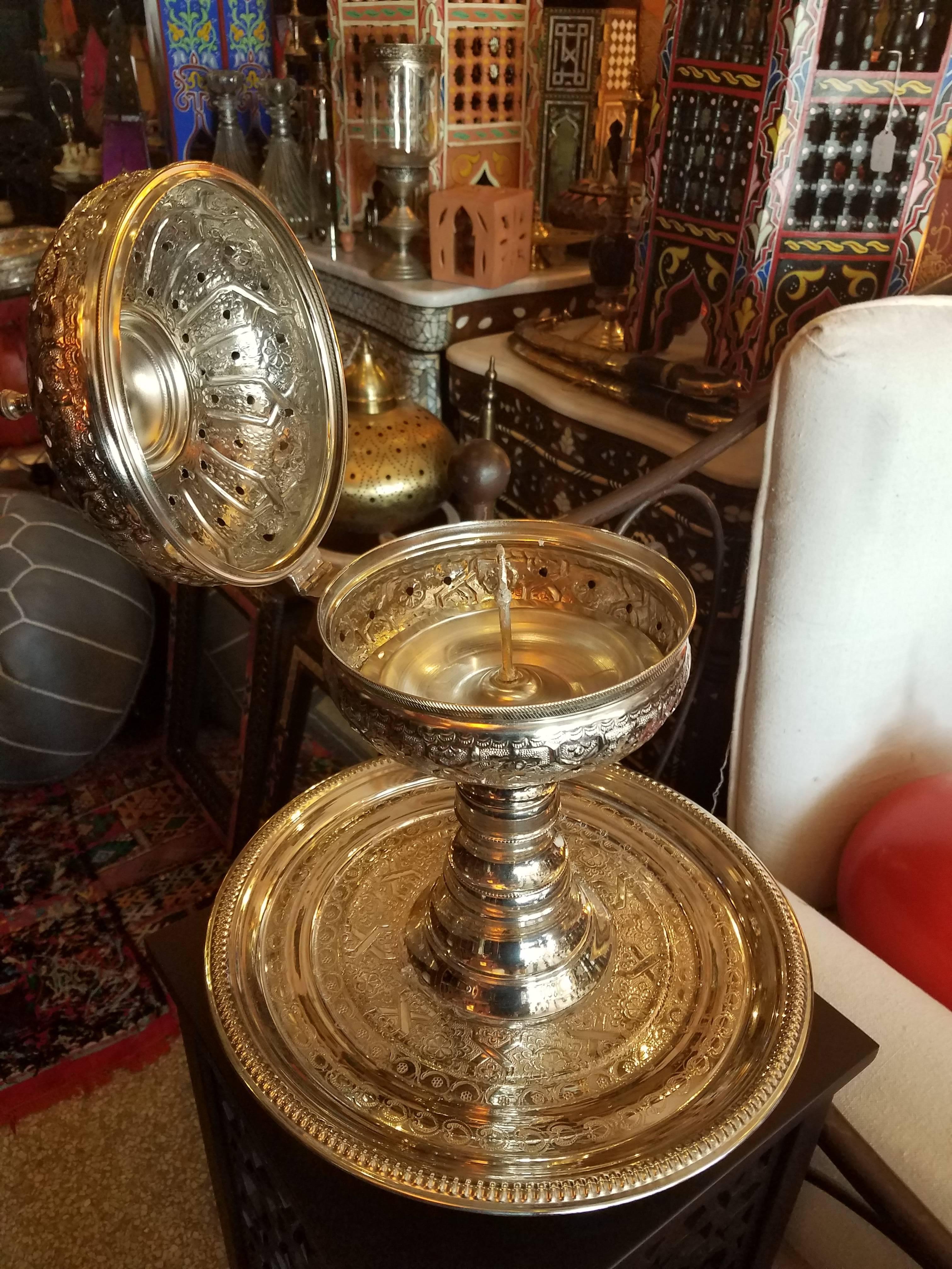 Moroccan Silver Plated Incence Burner, Casablanca For Sale 2