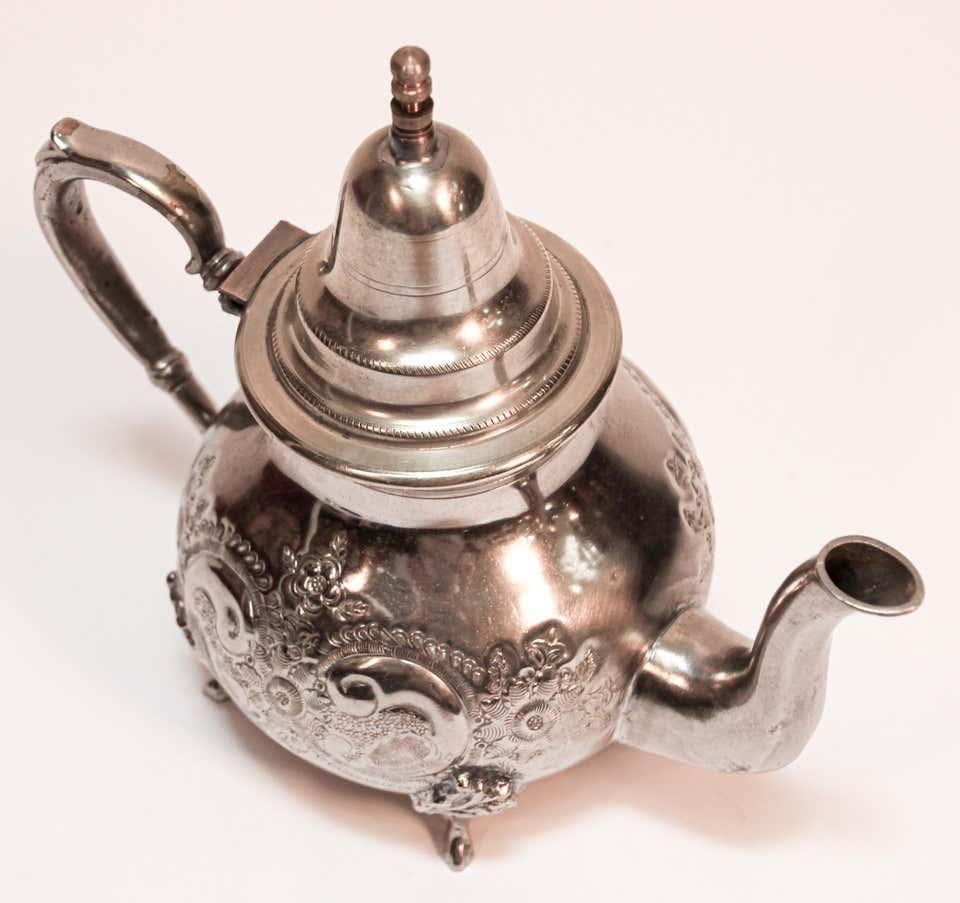 Moroccan Silver Plated Tea Pot For Sale 3