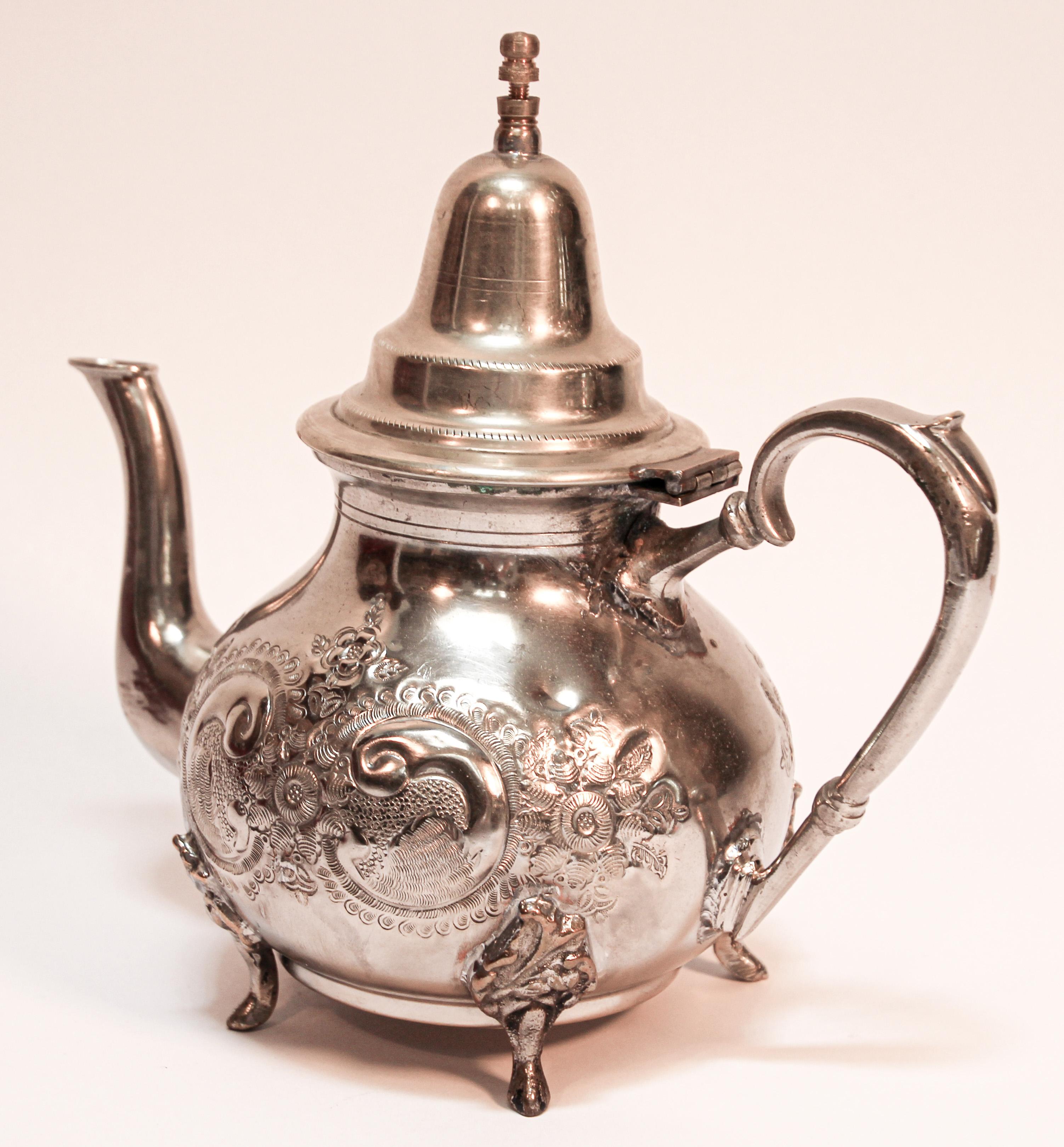 Hammered Moroccan Silver Plated Tea Pot