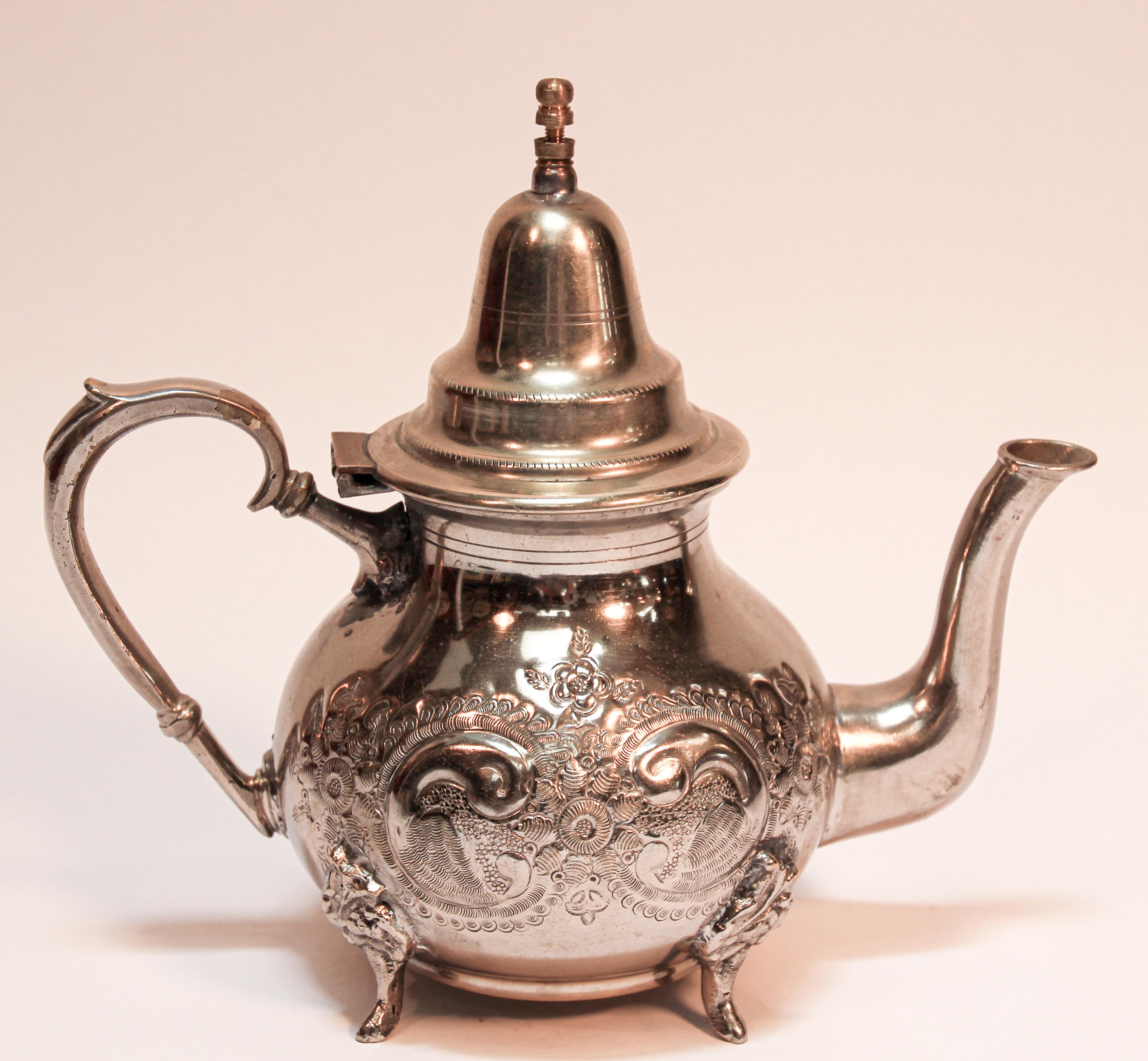 20th Century Moroccan Silver Plated Tea Pot
