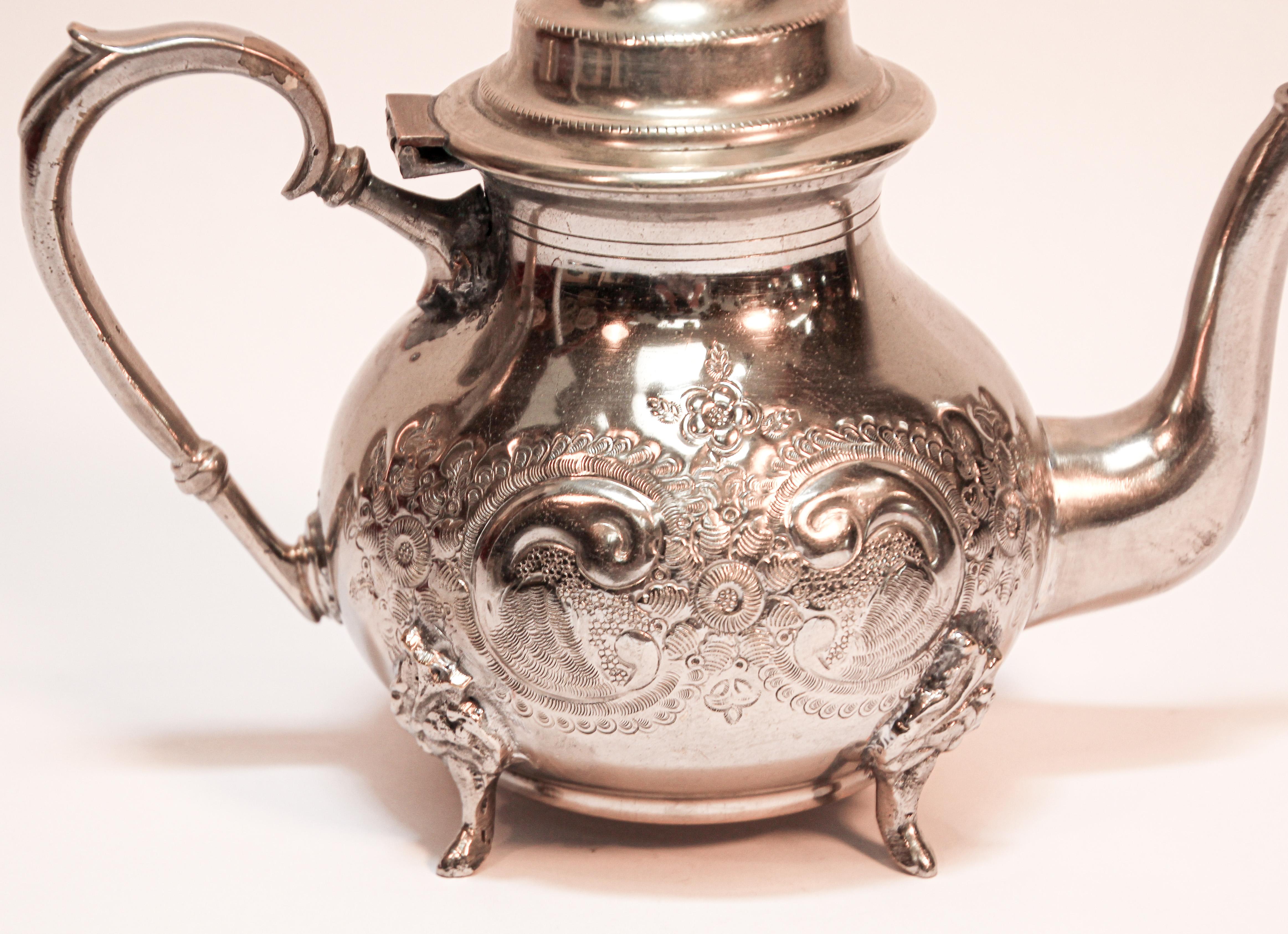 Metal Moroccan Silver Plated Tea Pot