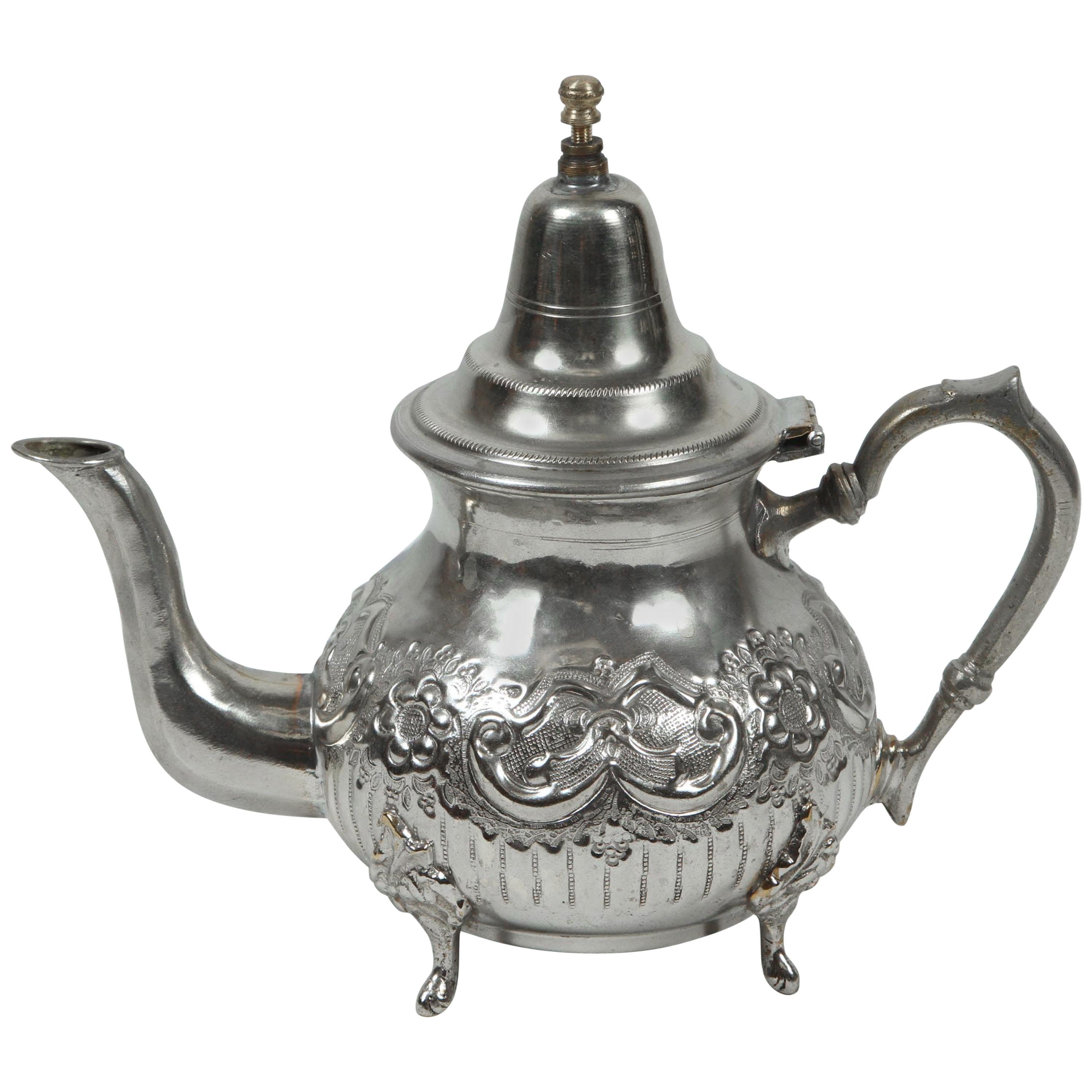 Moroccan Teapot Moroccan Elegant handcrafted Alpaca Silver Teapot from Fez 