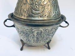 Moorish Silver Repousse Serving Dish Tajine with Cover