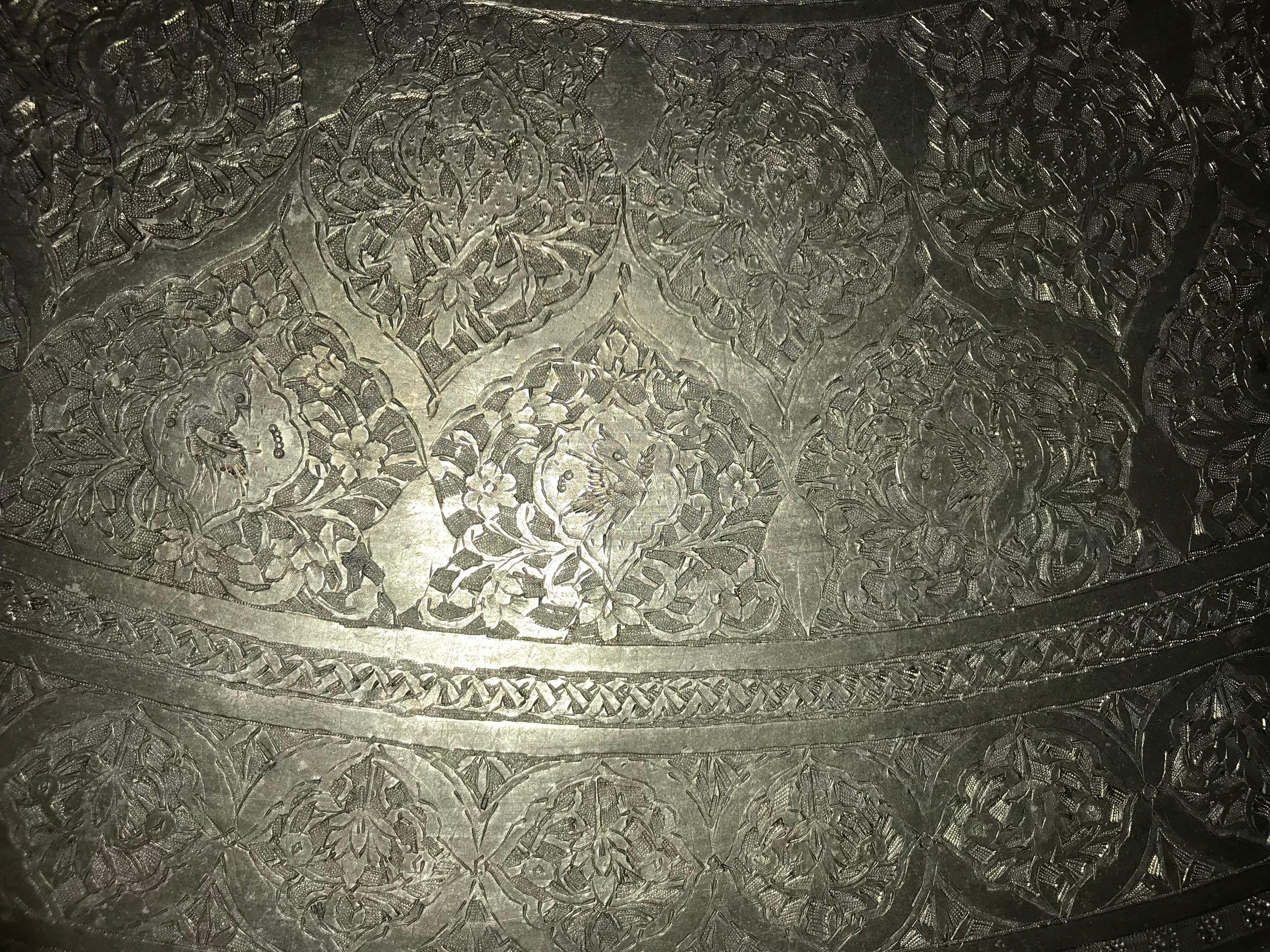 Moroccan Silvered Copper Charger, Large Scale 11