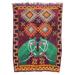 Moroccan Sister Horse Rug with Plush Wool Pile, c. 1960-70's