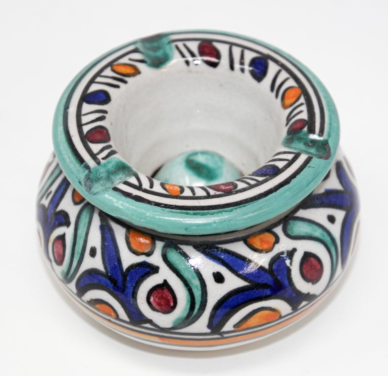 Moroccan Small Covered Ashtray from Fez at 1stDibs