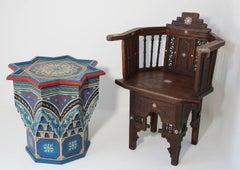 Moroccan Star Shape Blue Side Tables 1960s Pair of Moorish Tables