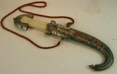 Moroccan Stone Encrusted Silver and Bone Dagger