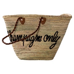 Moroccan Straw "Champagne Only" Tote Bag