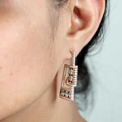 Moroccan Style Ceramic Tile Inlay Work on Unique Architectural Design Earrings