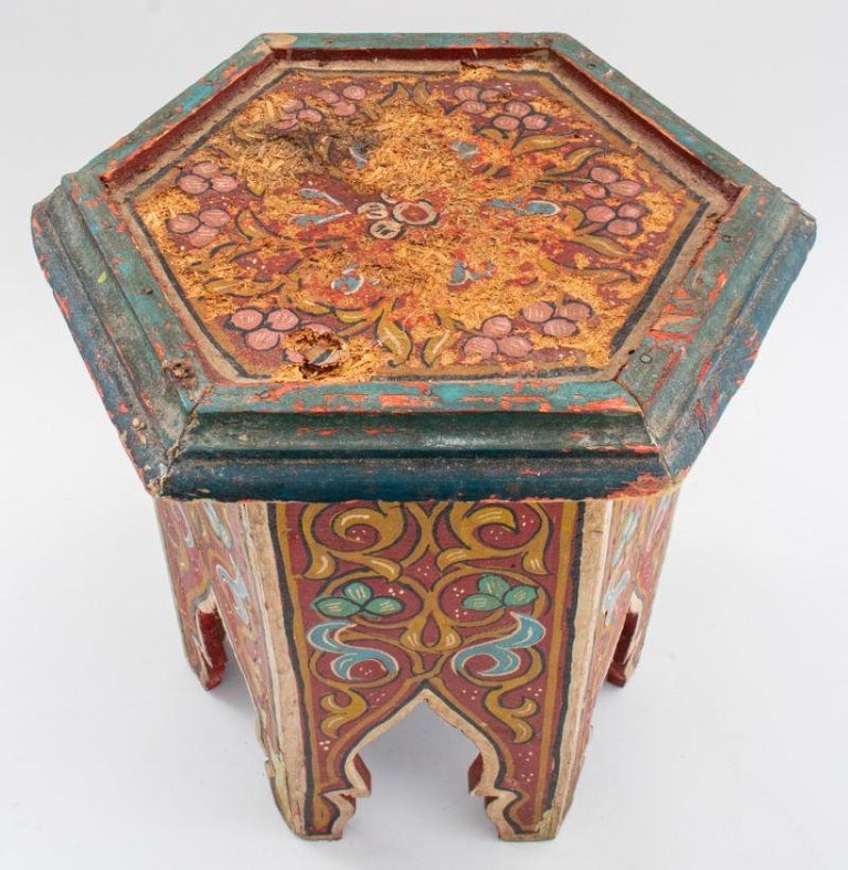 Moroccan Style Diminutive Painted Hexagonal Table In Good Condition For Sale In New York, NY