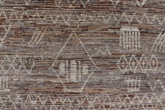 Moroccan Style Distressed Modern Rug in Diamond Design in Earthy Tones