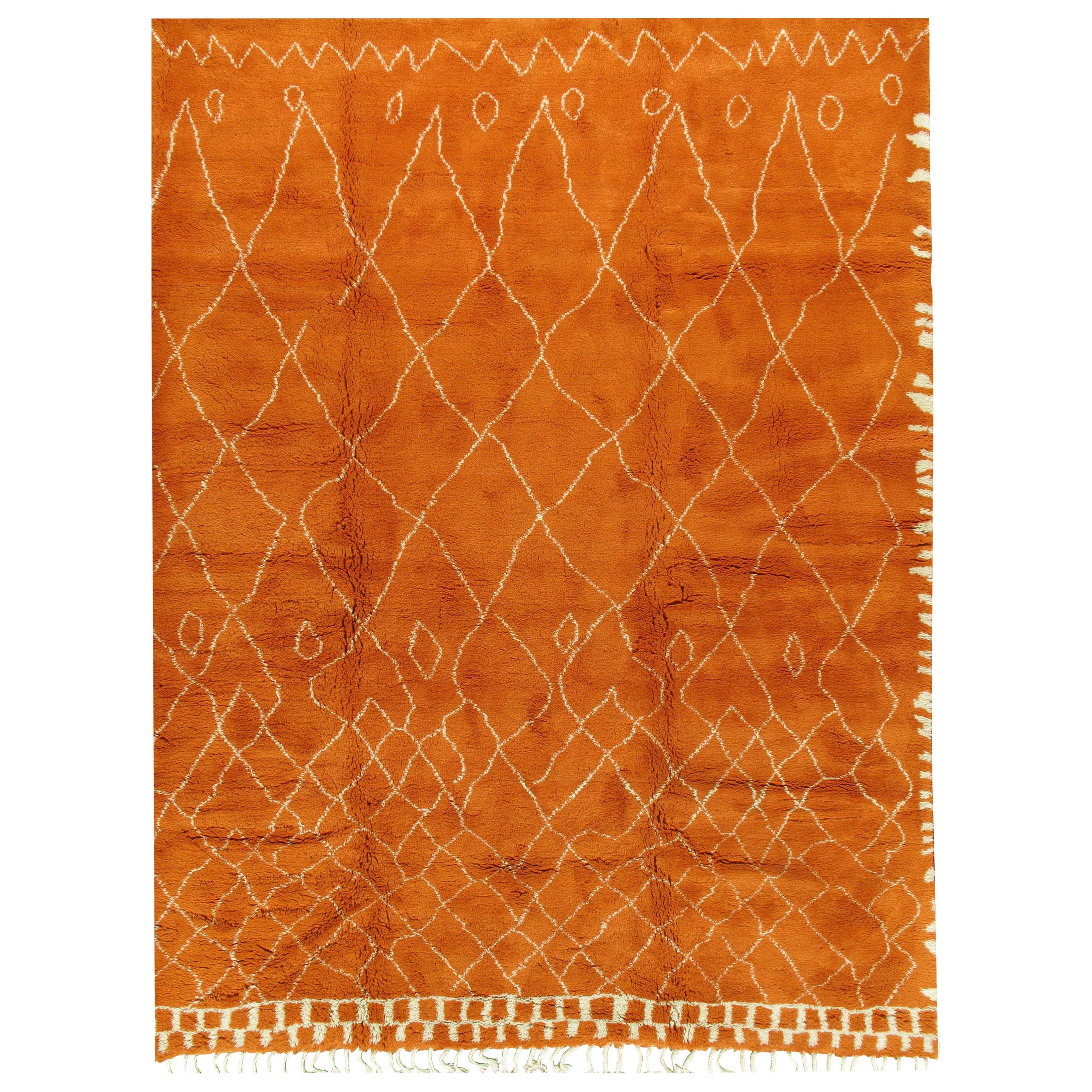 Moroccan Style Fluffy Collection Orange Rug 10' x 12'8 For Sale at 1stDibs