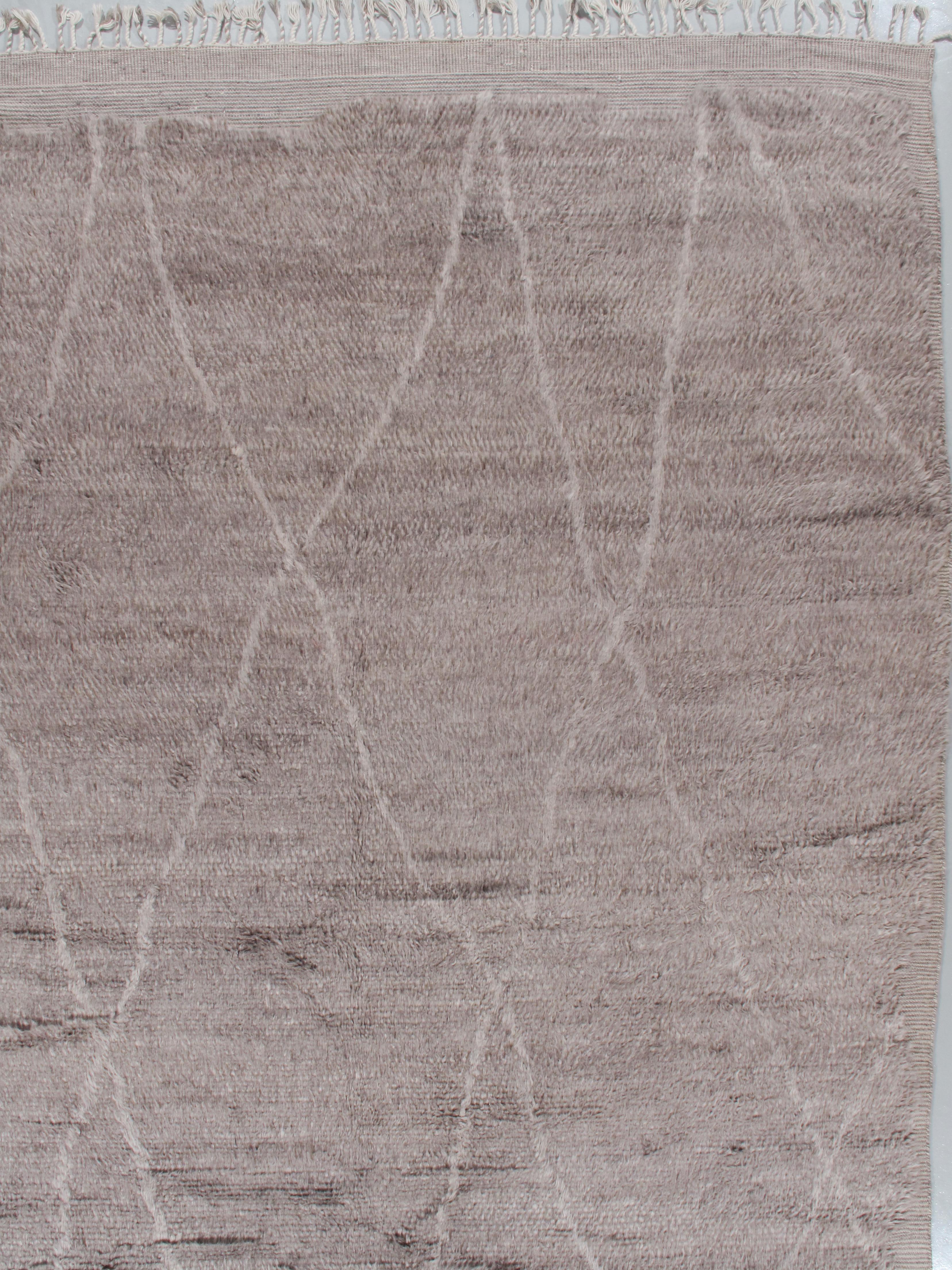 Tappeto Moroccan Gray Ivory Style Fluffy Collection annodato a mano 10'1 x 13'11 in vendita 4