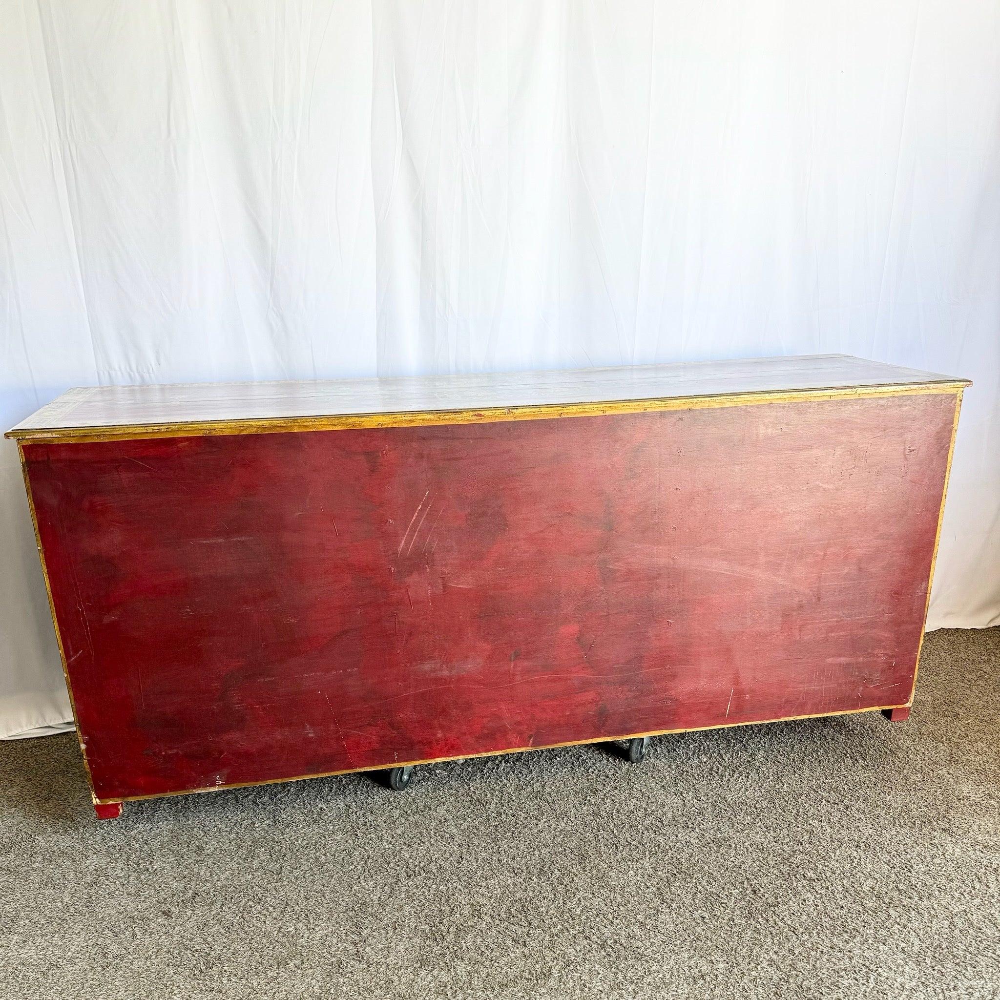 Sconosciuto Credenza rossa e oro dipinta a mano in stile marocchino in vendita
